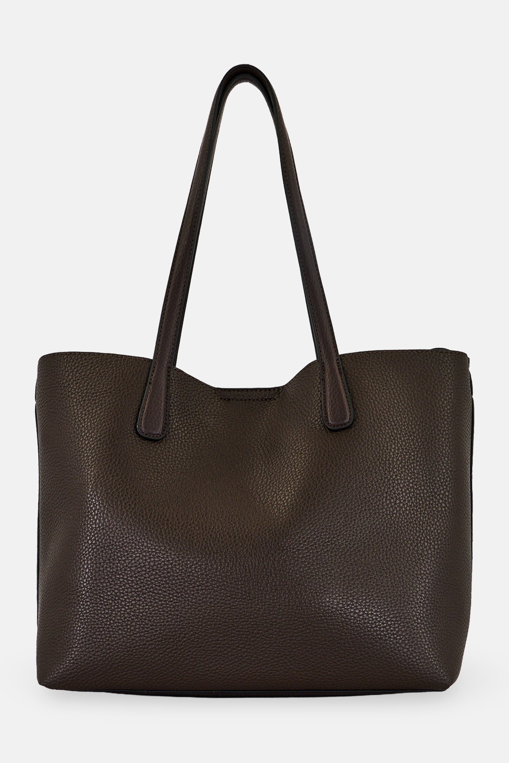 Women Brand Logo Shoulder Bag, Dark Brown