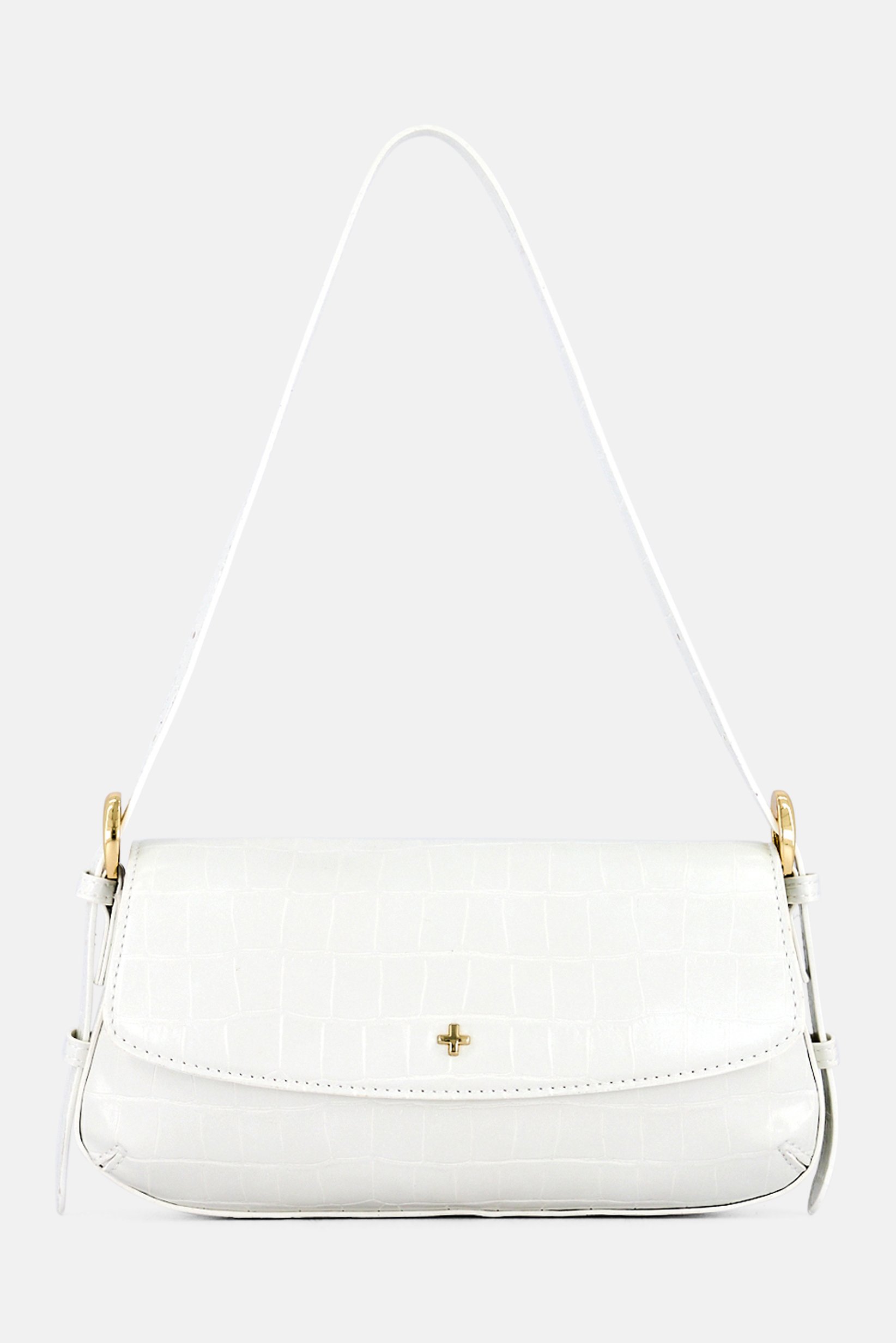 Women Brand Logo Shoulder Bag, White
