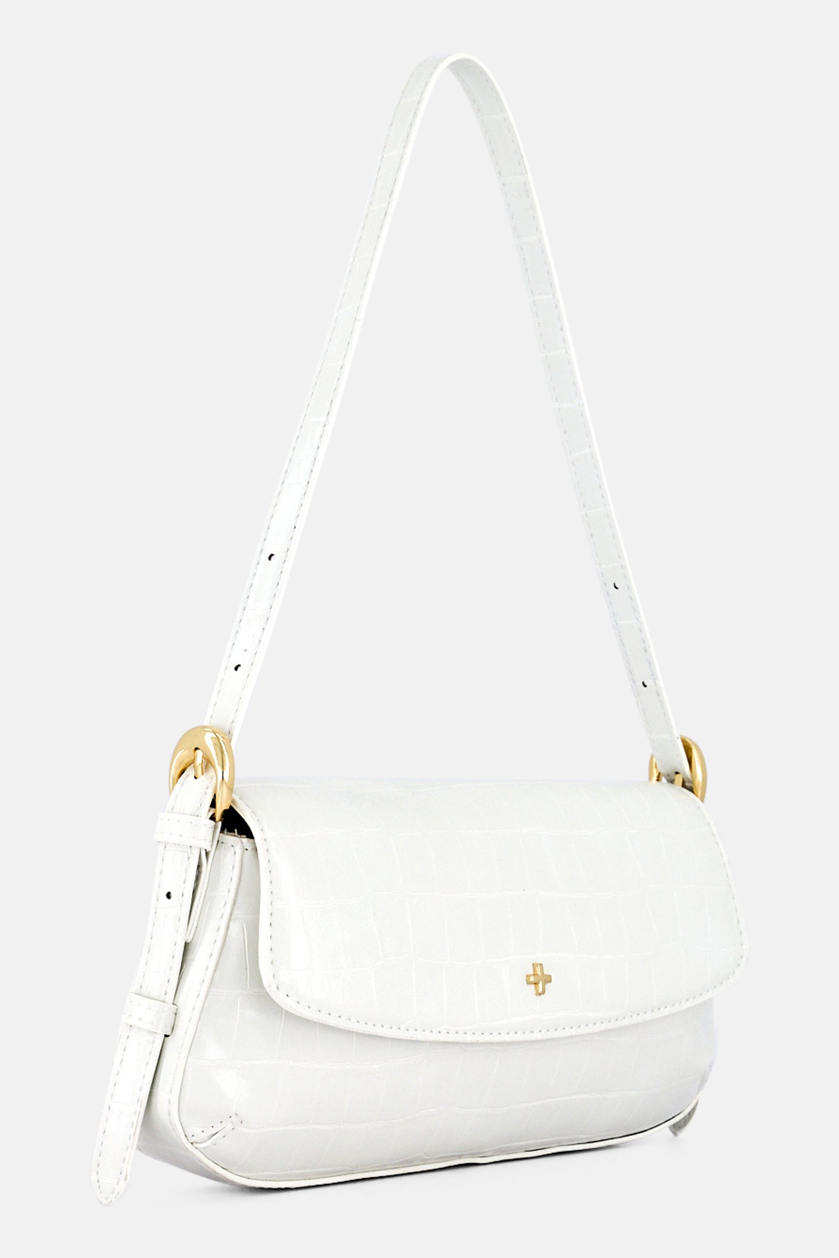 Women Brand Logo Shoulder Bag, White
