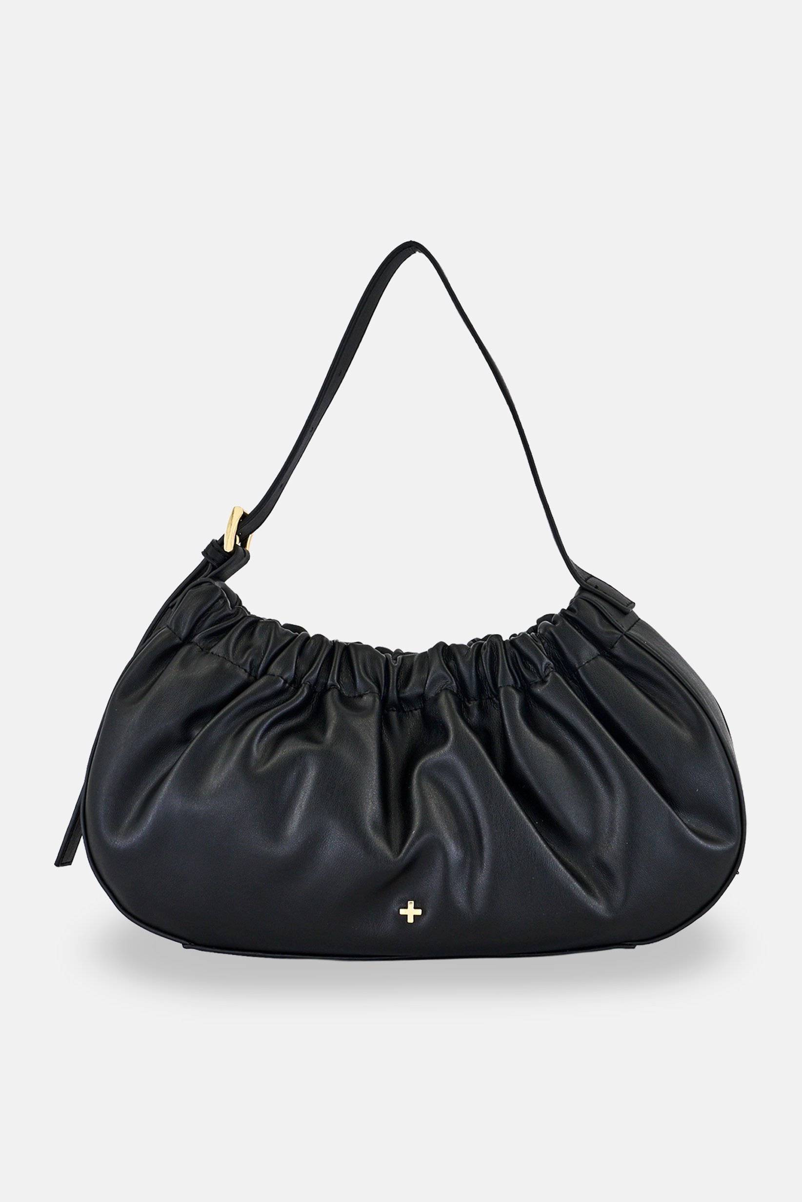 Women Brand Logo Shoulder Bag, Black
