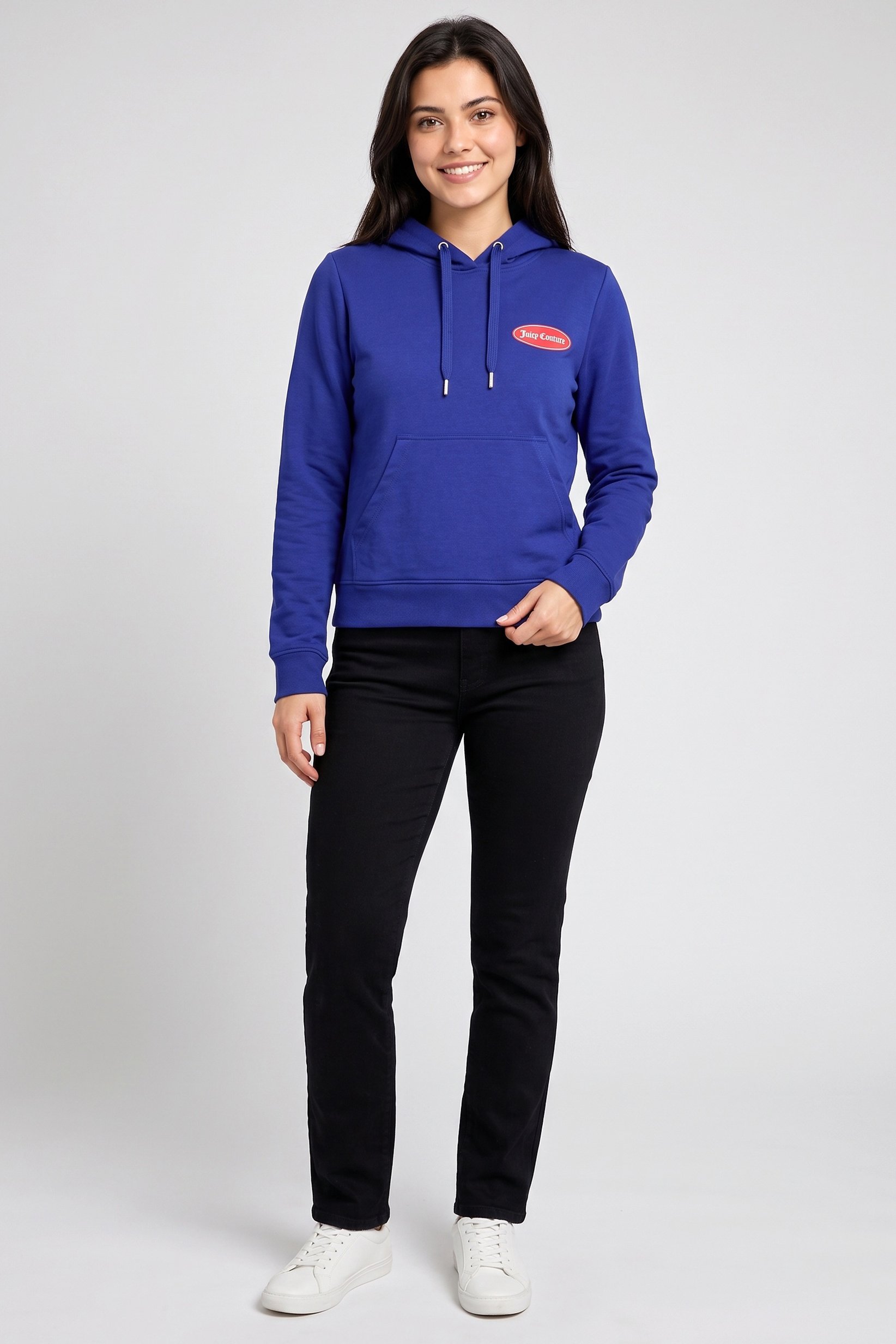 Women Brand Logo Long Sleeve Hoodie, Blue