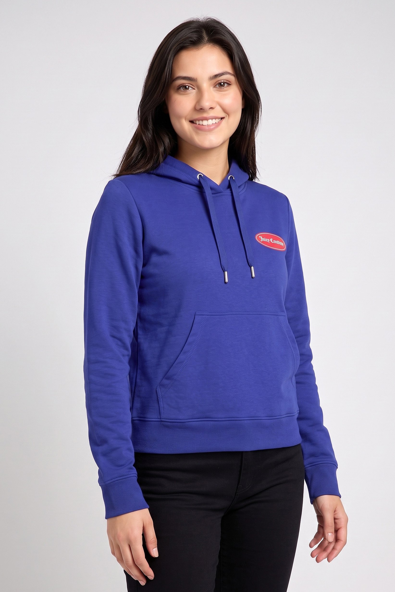 Women Brand Logo Long Sleeve Hoodie, Blue