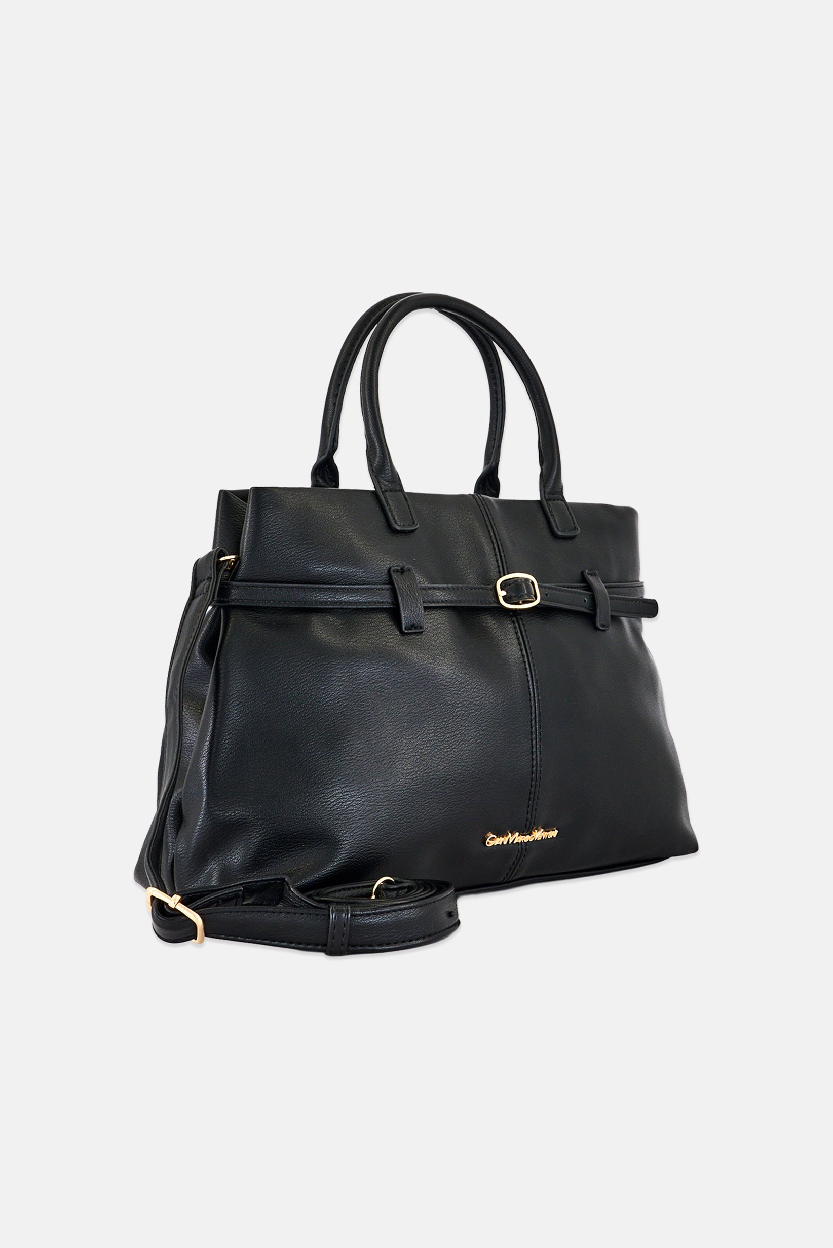 Women Brand Logo Handbag, Black