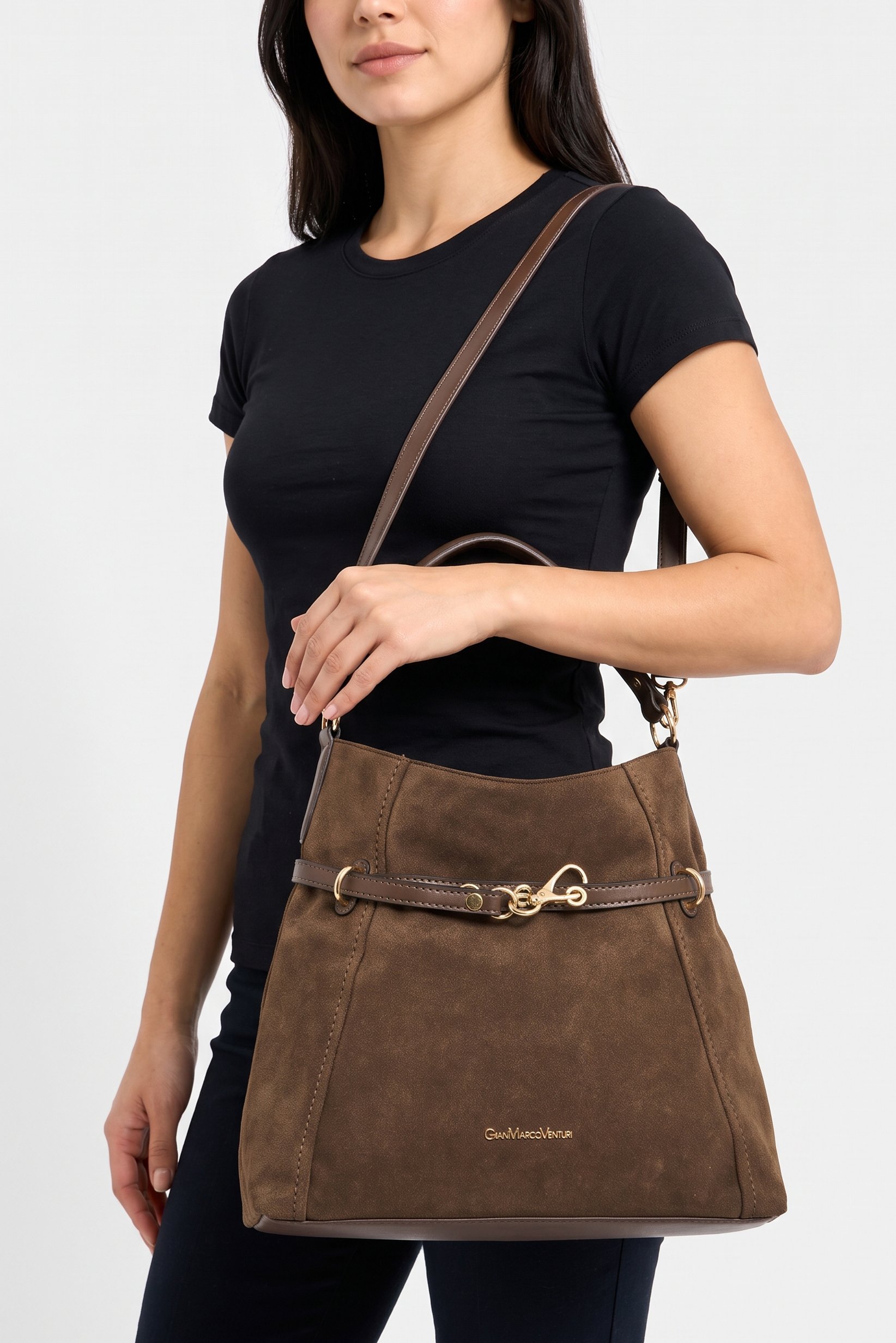 Women Brand Logo Tote Bag, Dark Brown