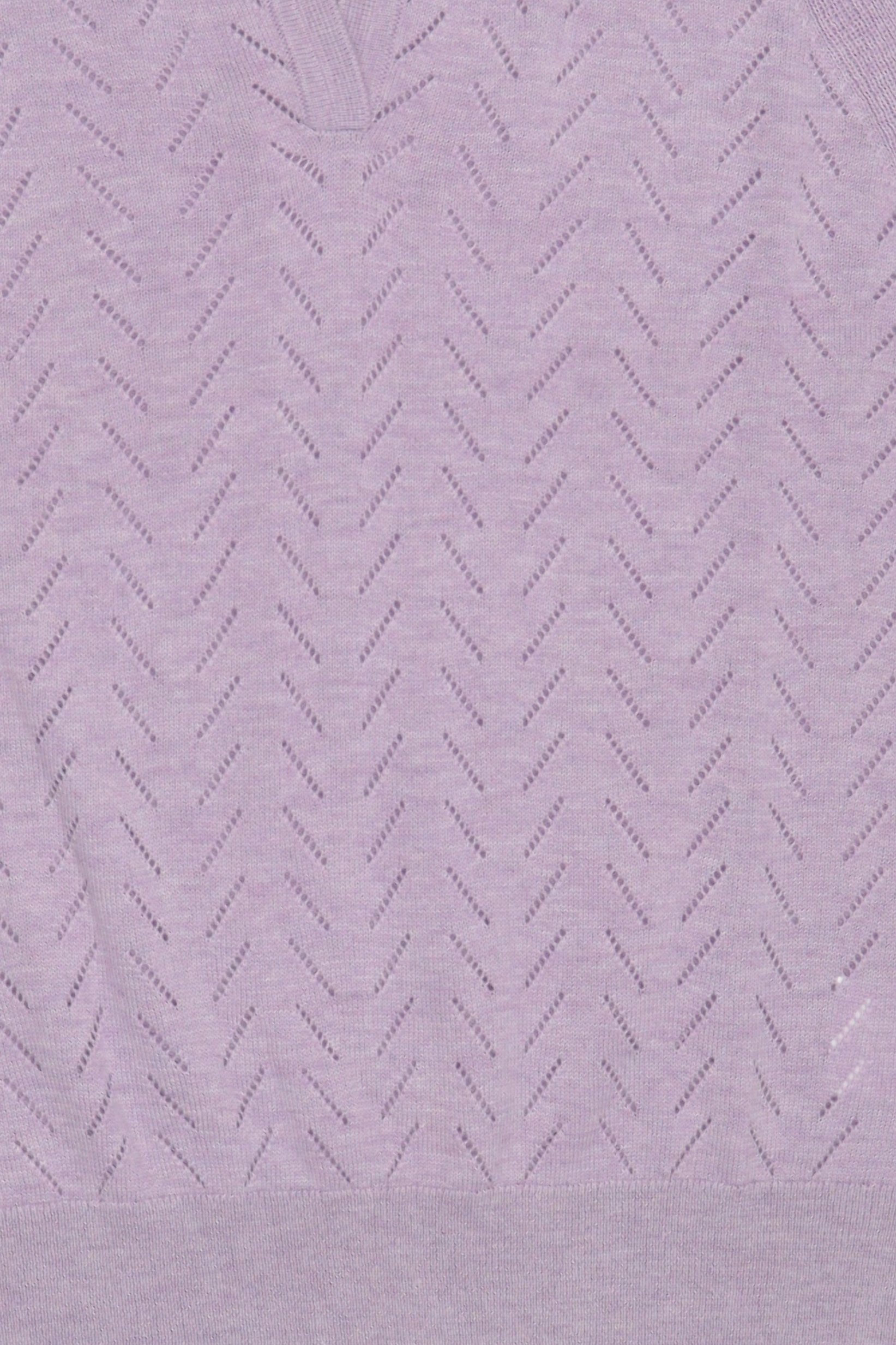 Women Spread Collar Eyelet Sweater, Lavender