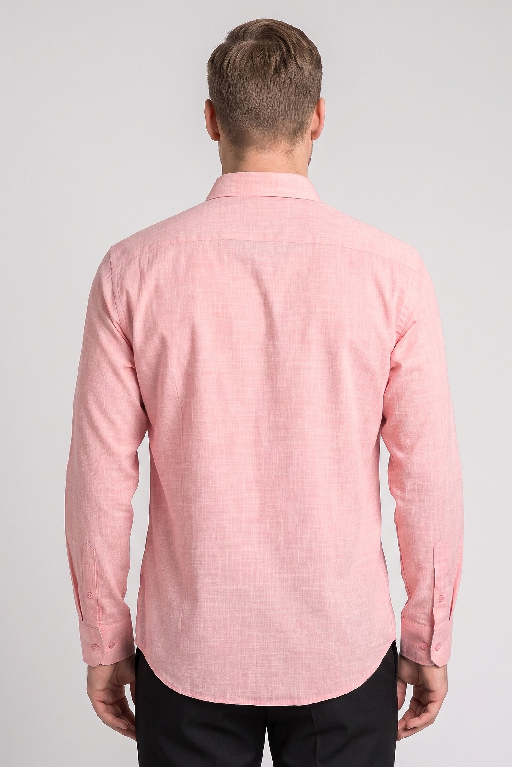 Men Regular Fit Chambray Long Sleeves Casual Shirt, Pink