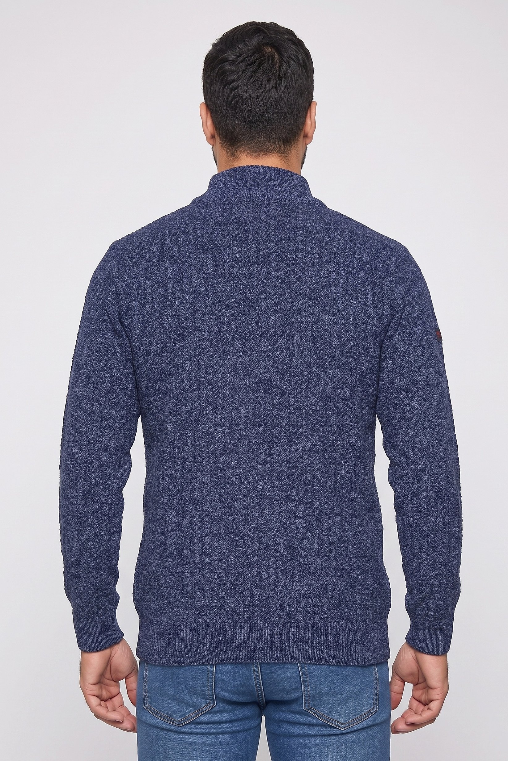 Men High Neck Embroidered Logo Sweater, Multicolor