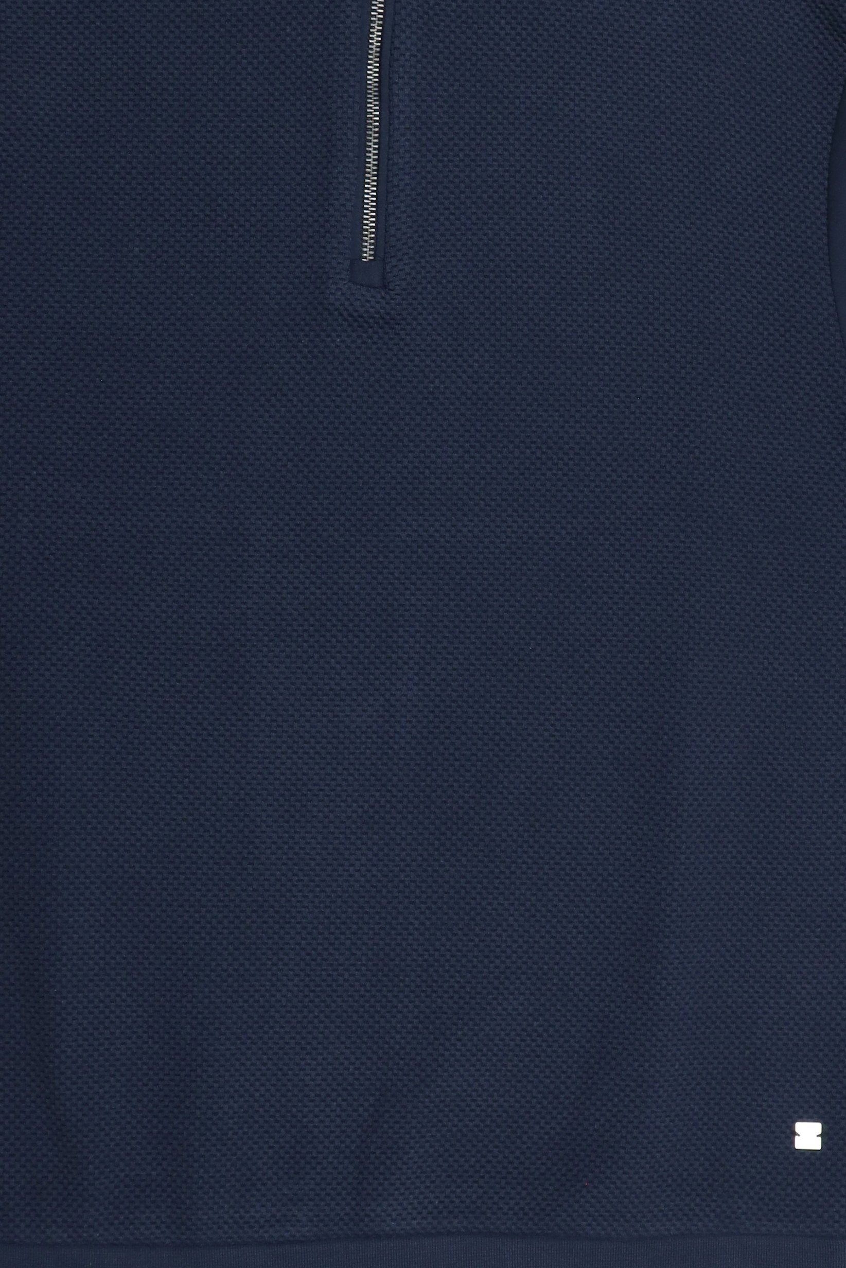 Men Mock Neck Textured Long Sleeve Sweatshirt, Navy