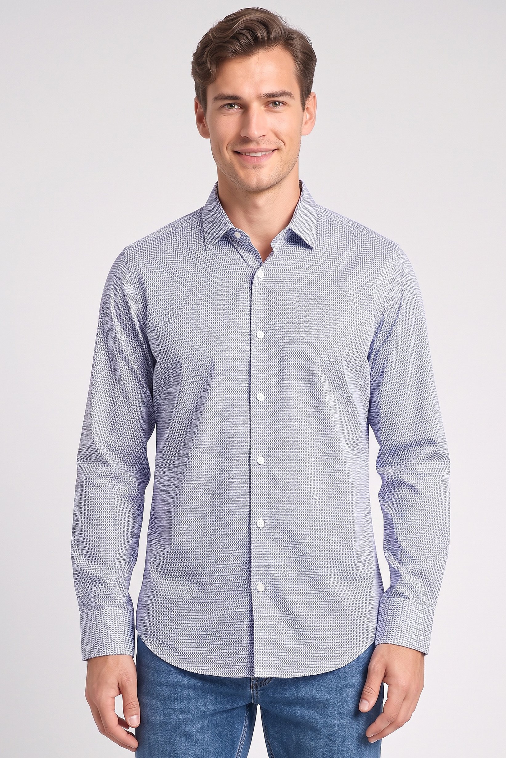Men Regular Fit Textured Long Sleeve Casual Shirt, Multicolor