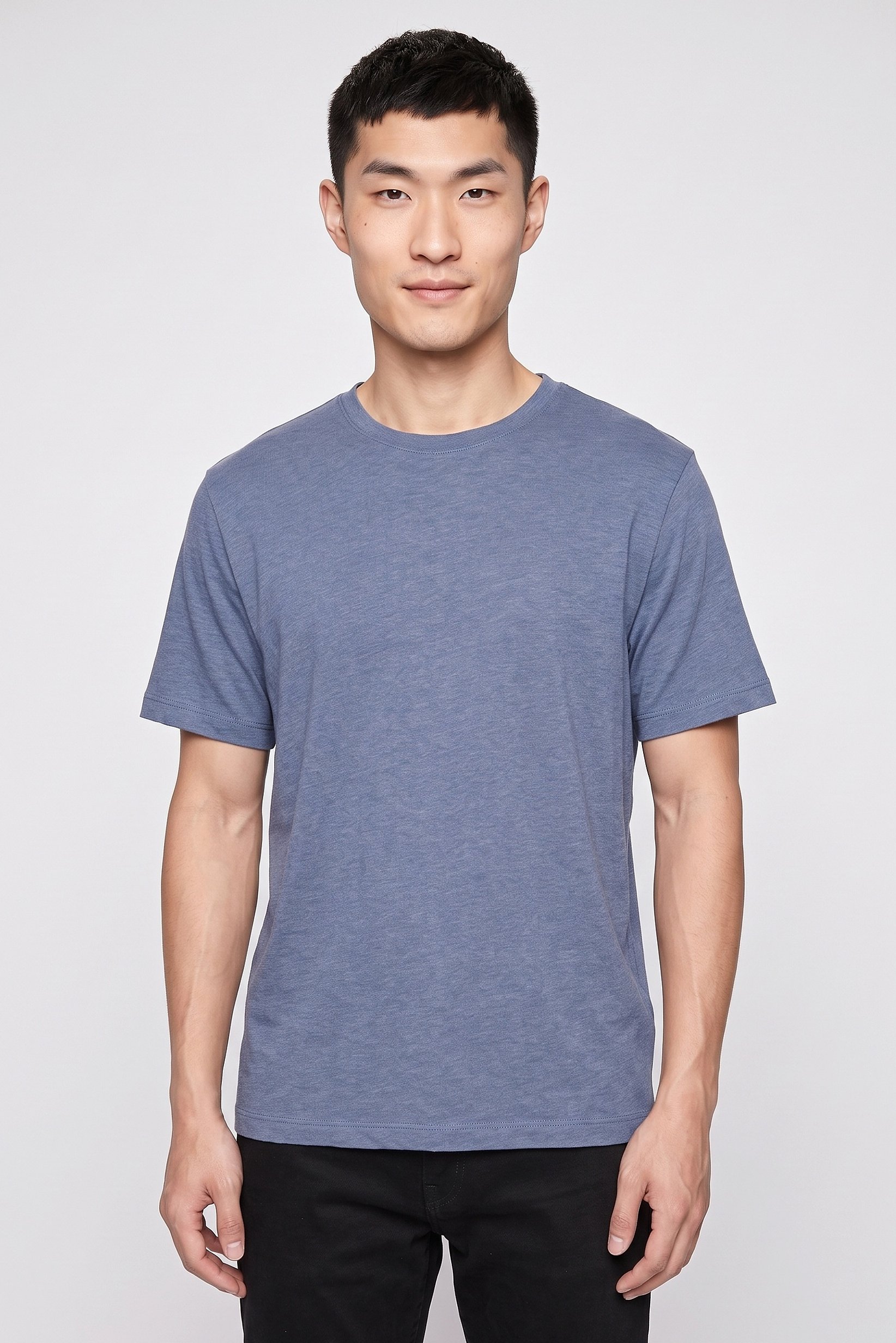 Men Crew Neck Short Sleeve Heather T-Shirt, Dusty Blue