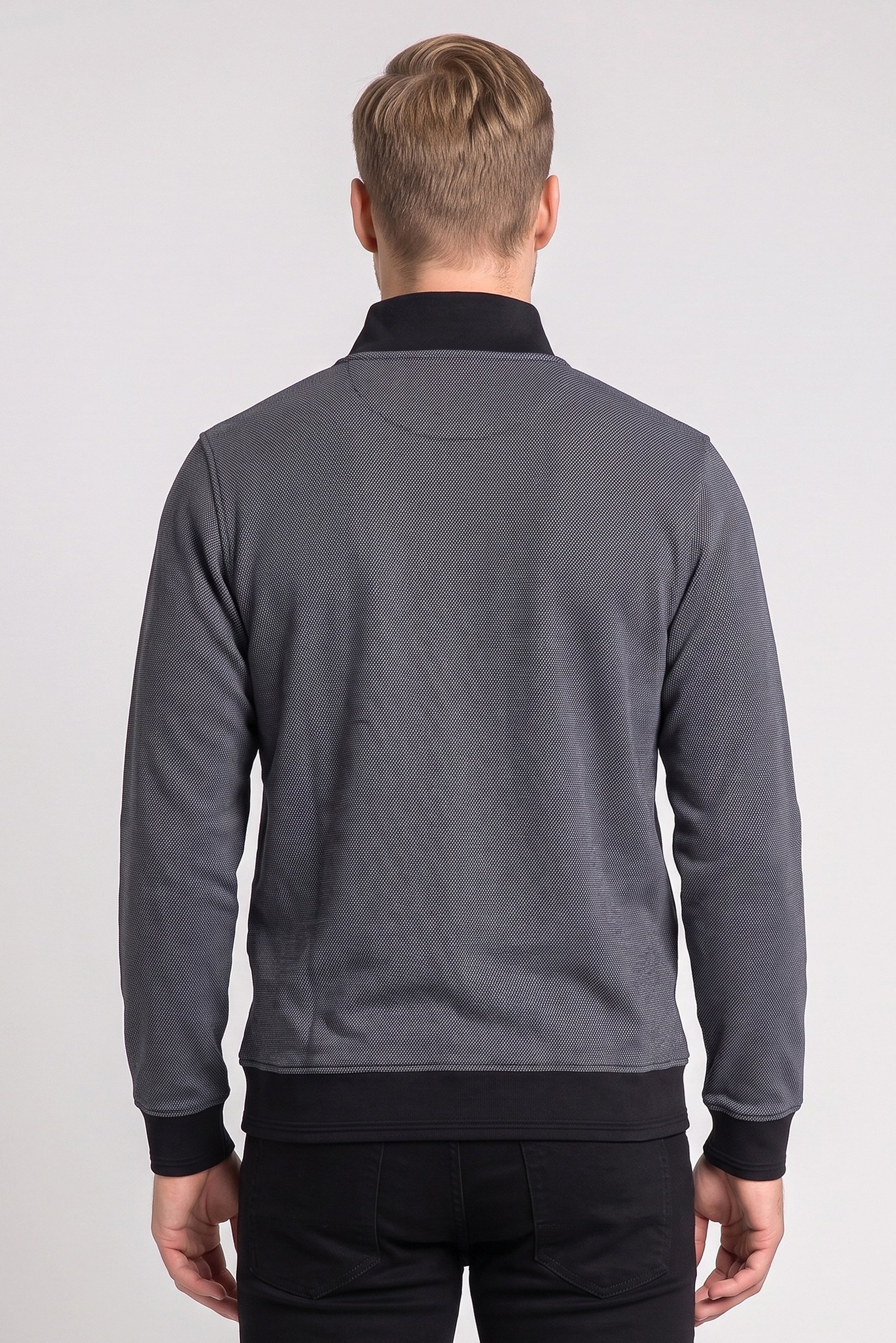 Men High Neck Textured Long Sleeve Sweatshirt, Multicolor