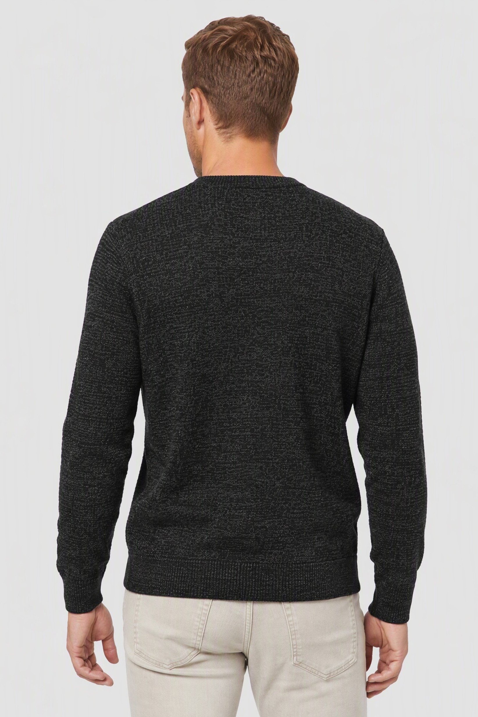 Men Crew Neck Long Sleeve Textured Sweater, Green