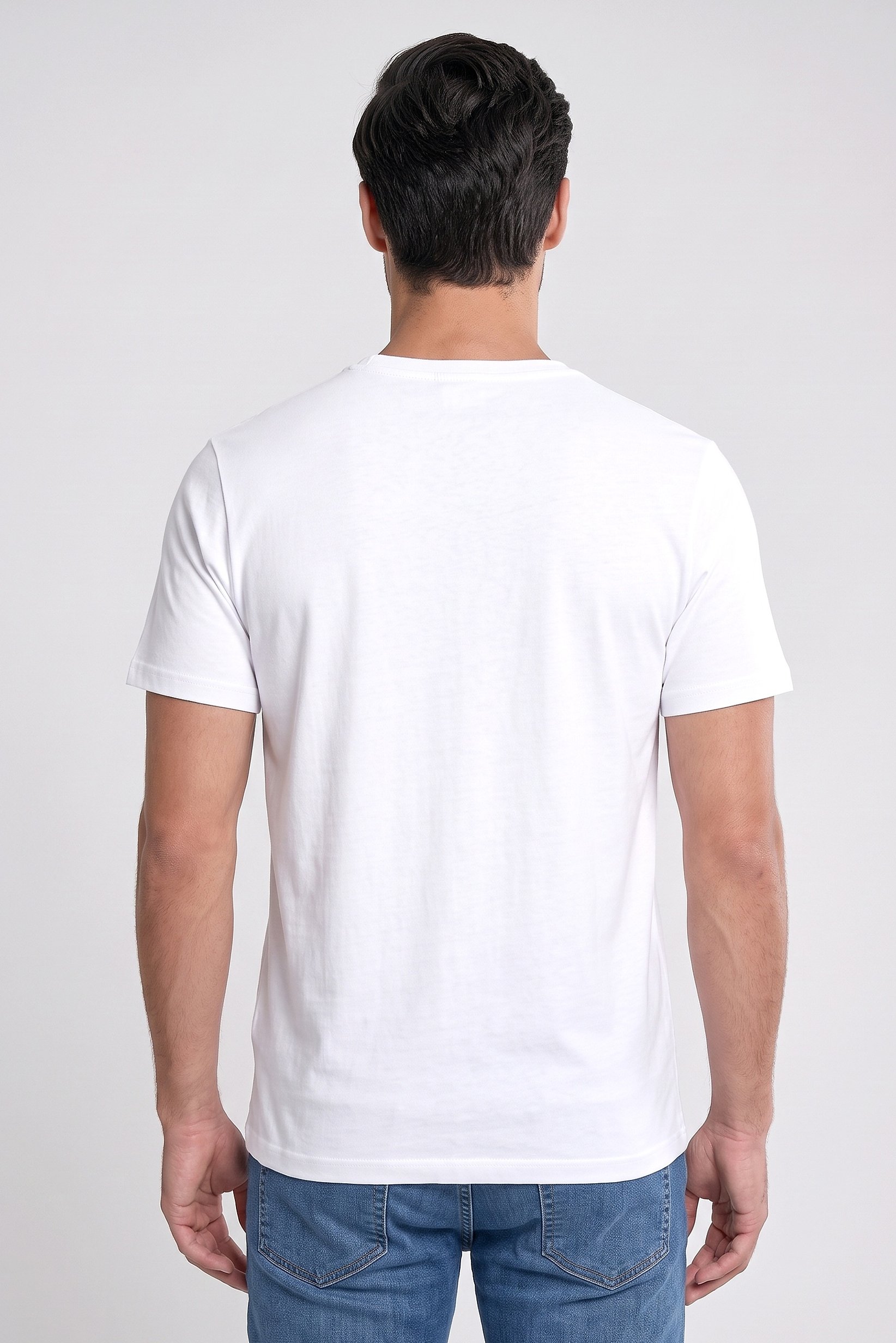 Men Crew Neck Short Sleeve Plain T-Shirt, White
