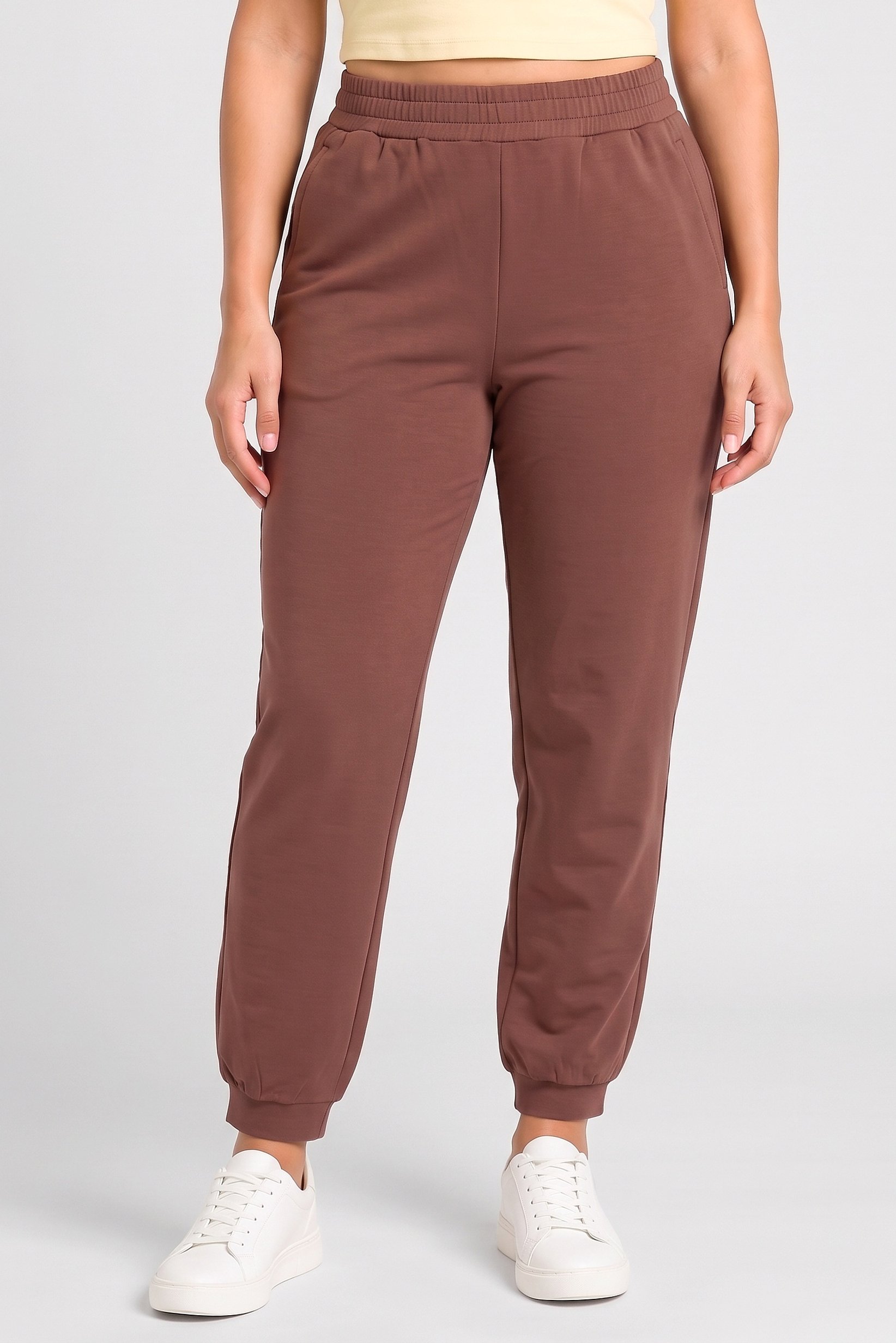 Women Regular Fit Solid Sweatpants, Rust