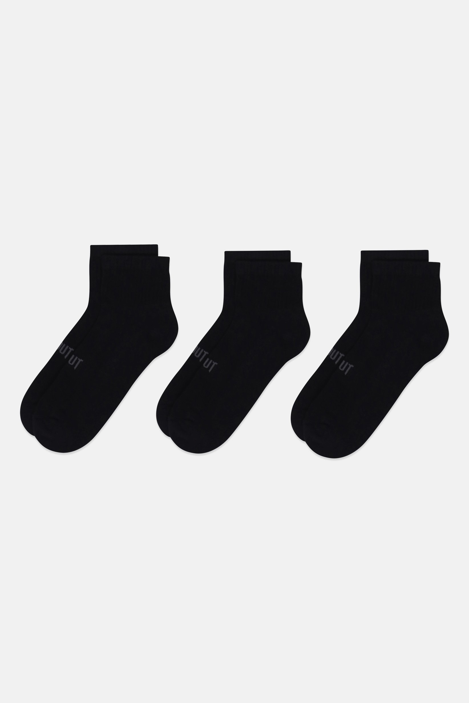 Men 3 Pair Solid Ankle Socks, Black