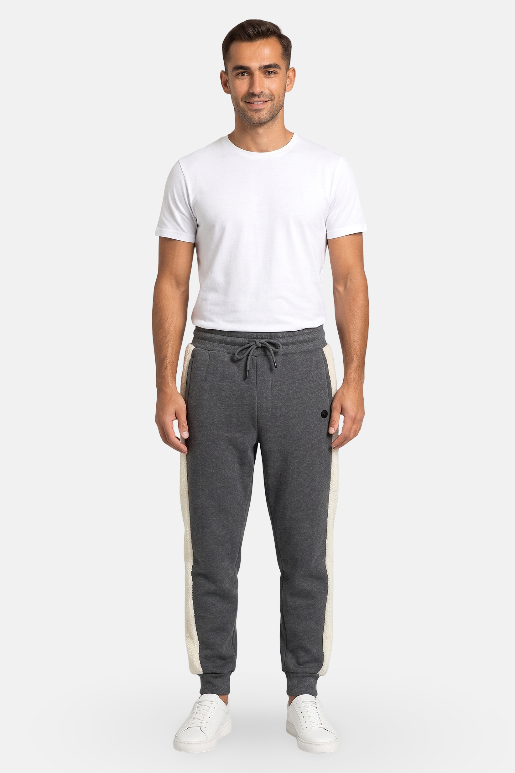 Men Regular Fit Brand Logo Jogger Pants, Grey