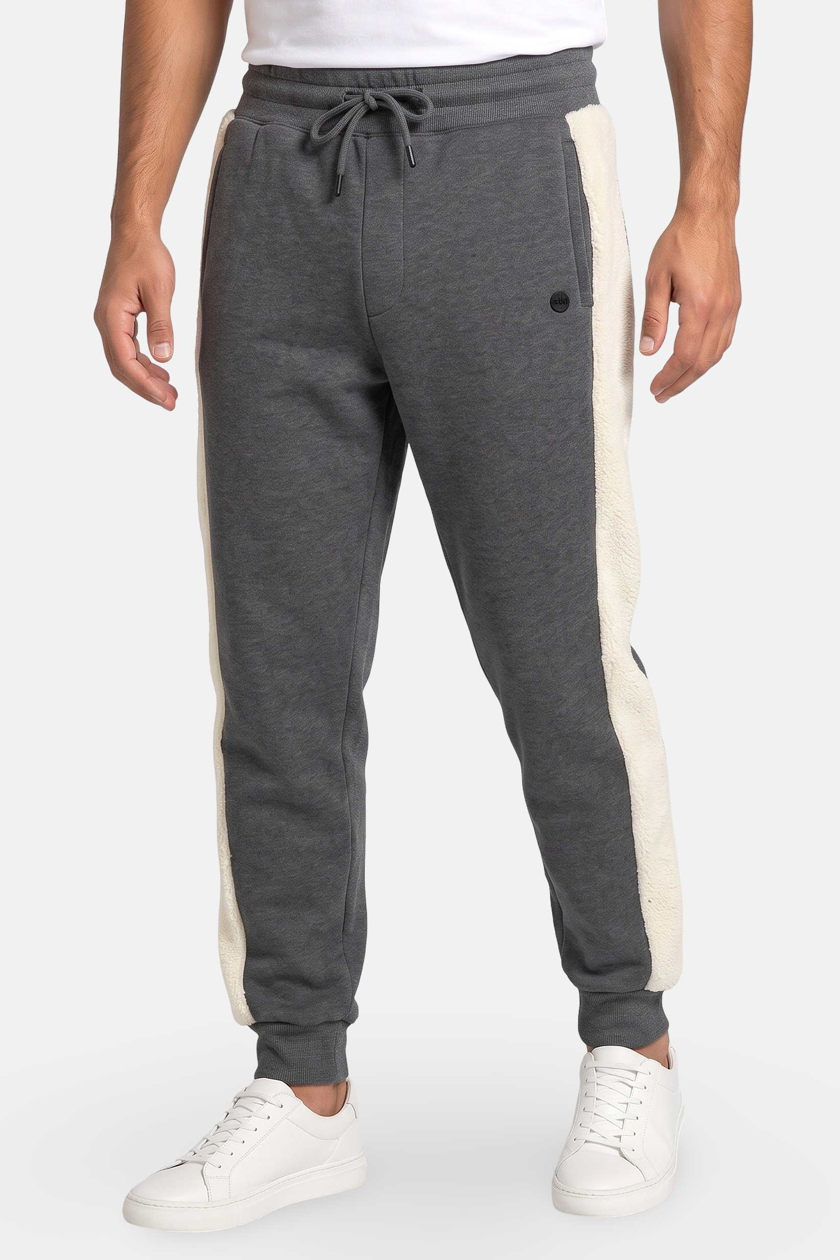 Men Regular Fit Brand Logo Jogger Pants, Grey