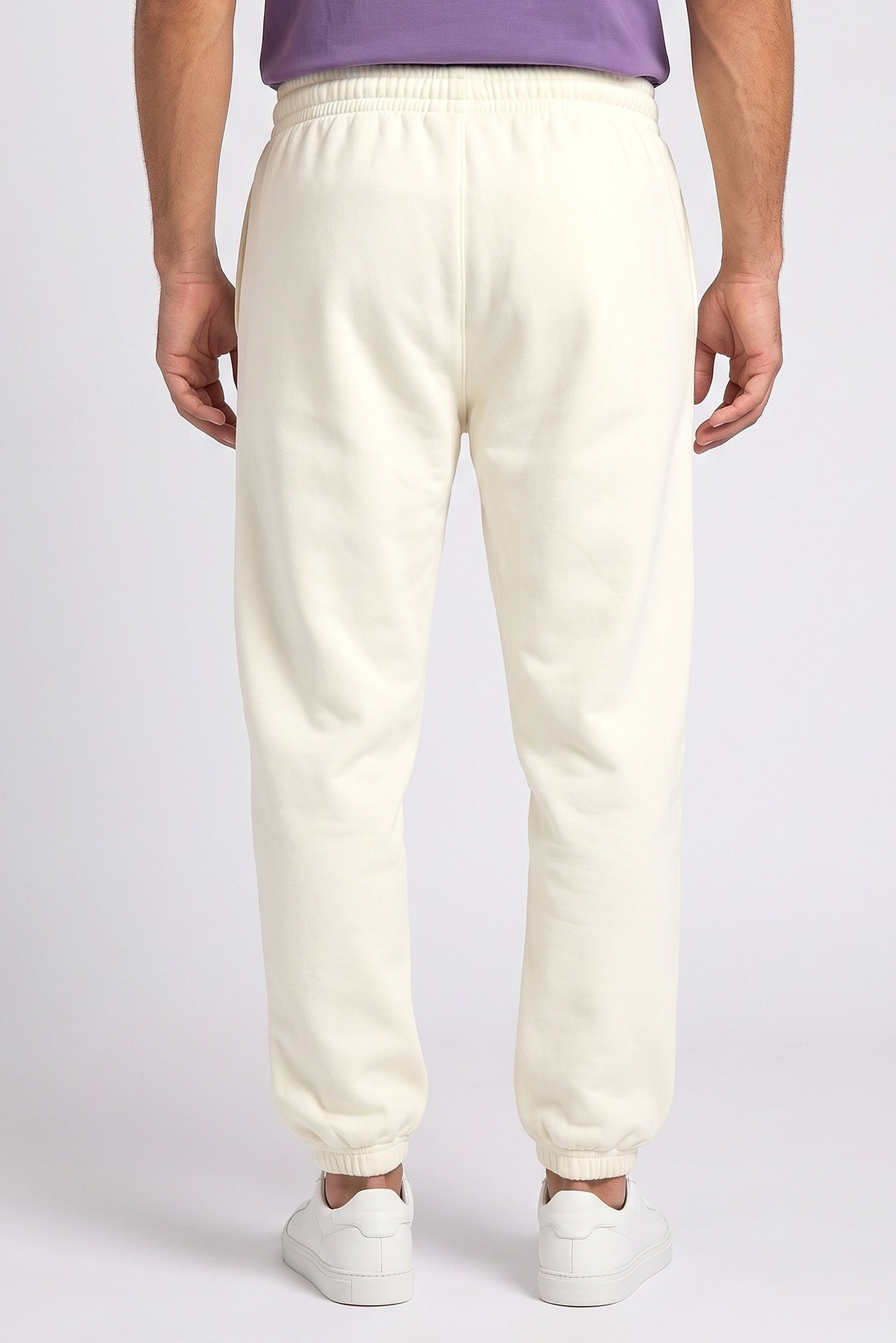 Men Regular Fit Brand Logo Jogger Pants, Off White