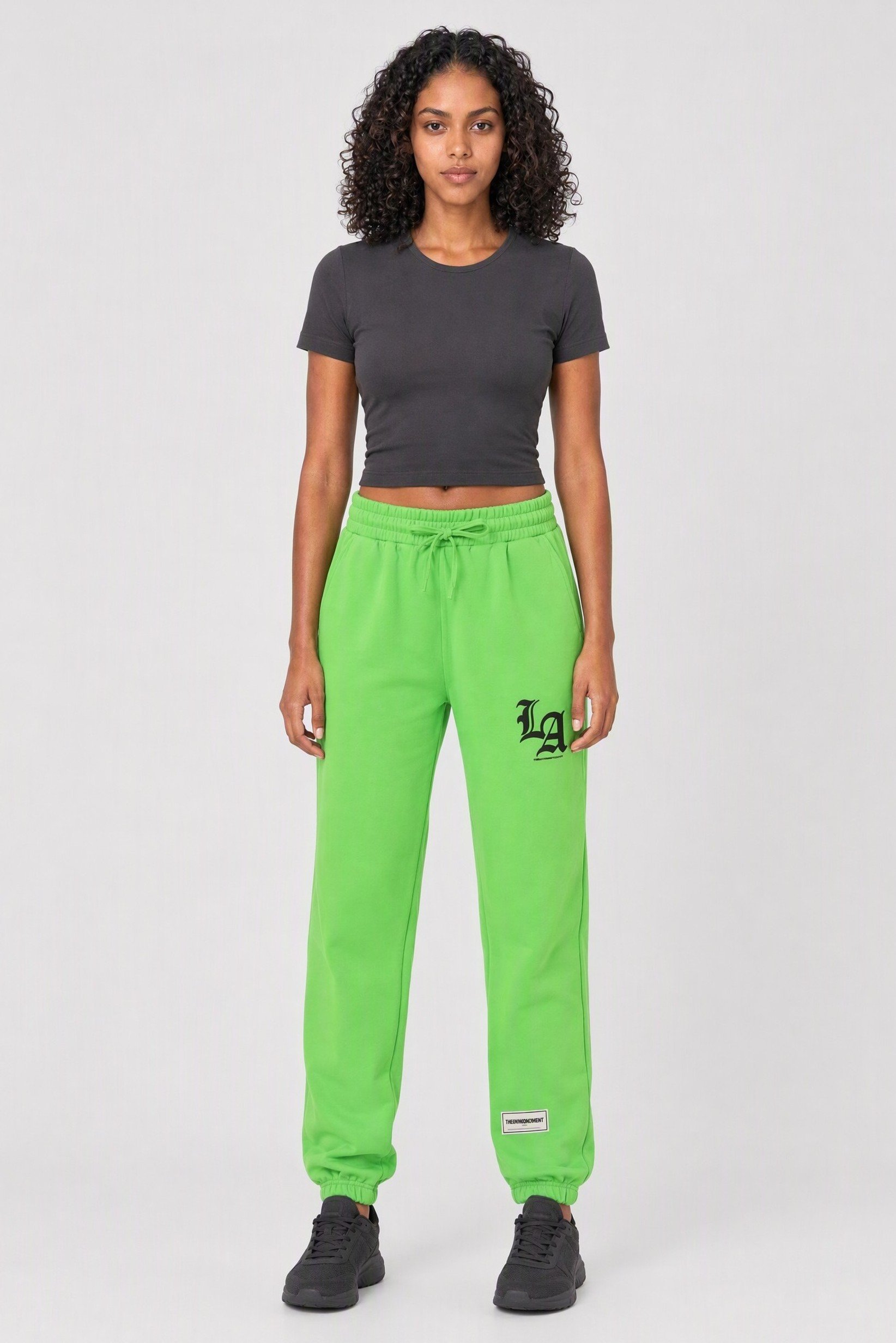 Women Regular Fit Graphic Print Jogger Pants, Lime