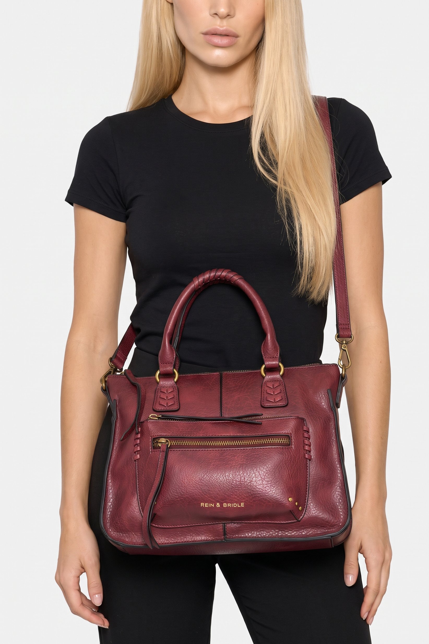 Women Brand Logo Cross Body Bag, Burgundy