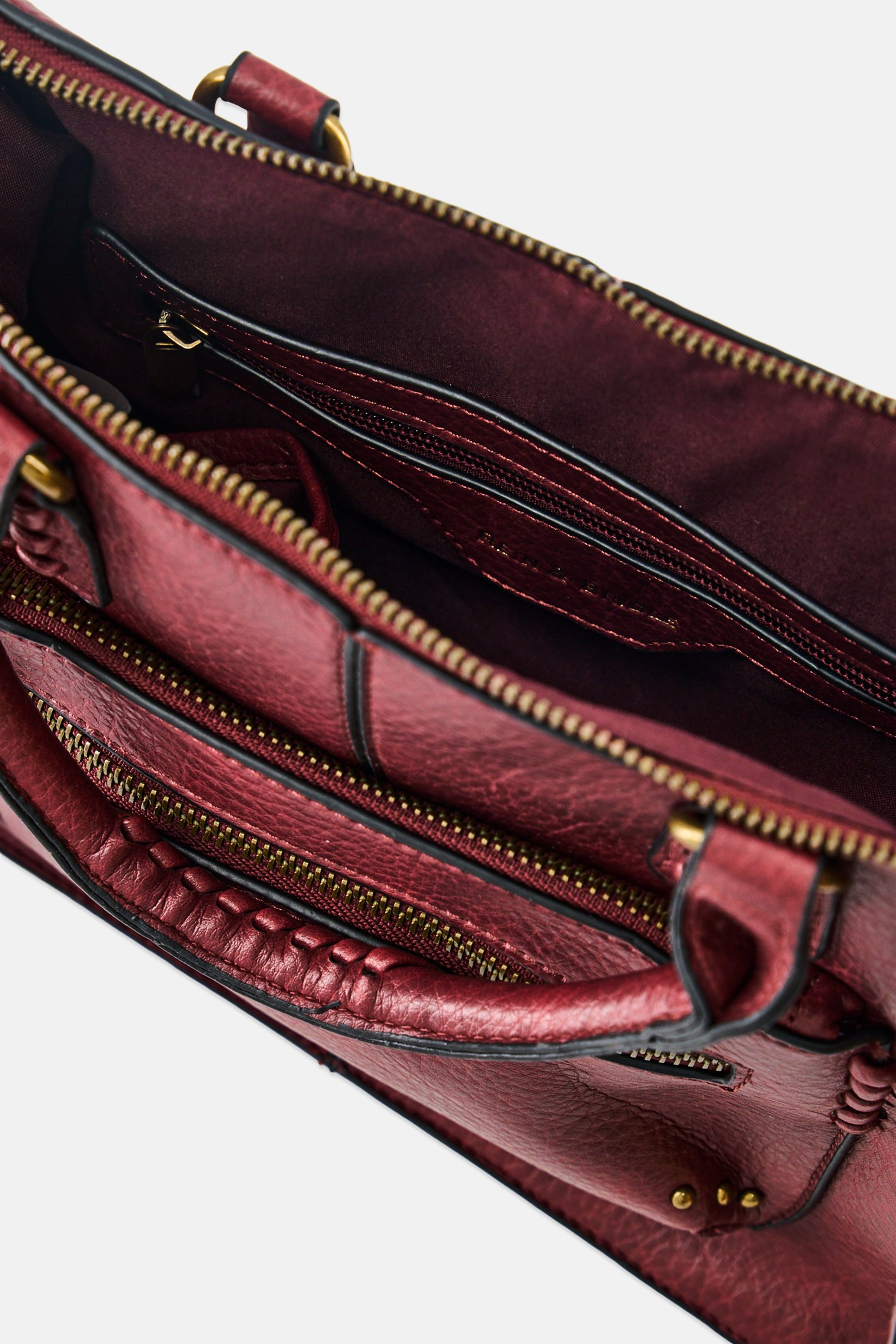 Women Brand Logo Satchel Bag, Burgundy