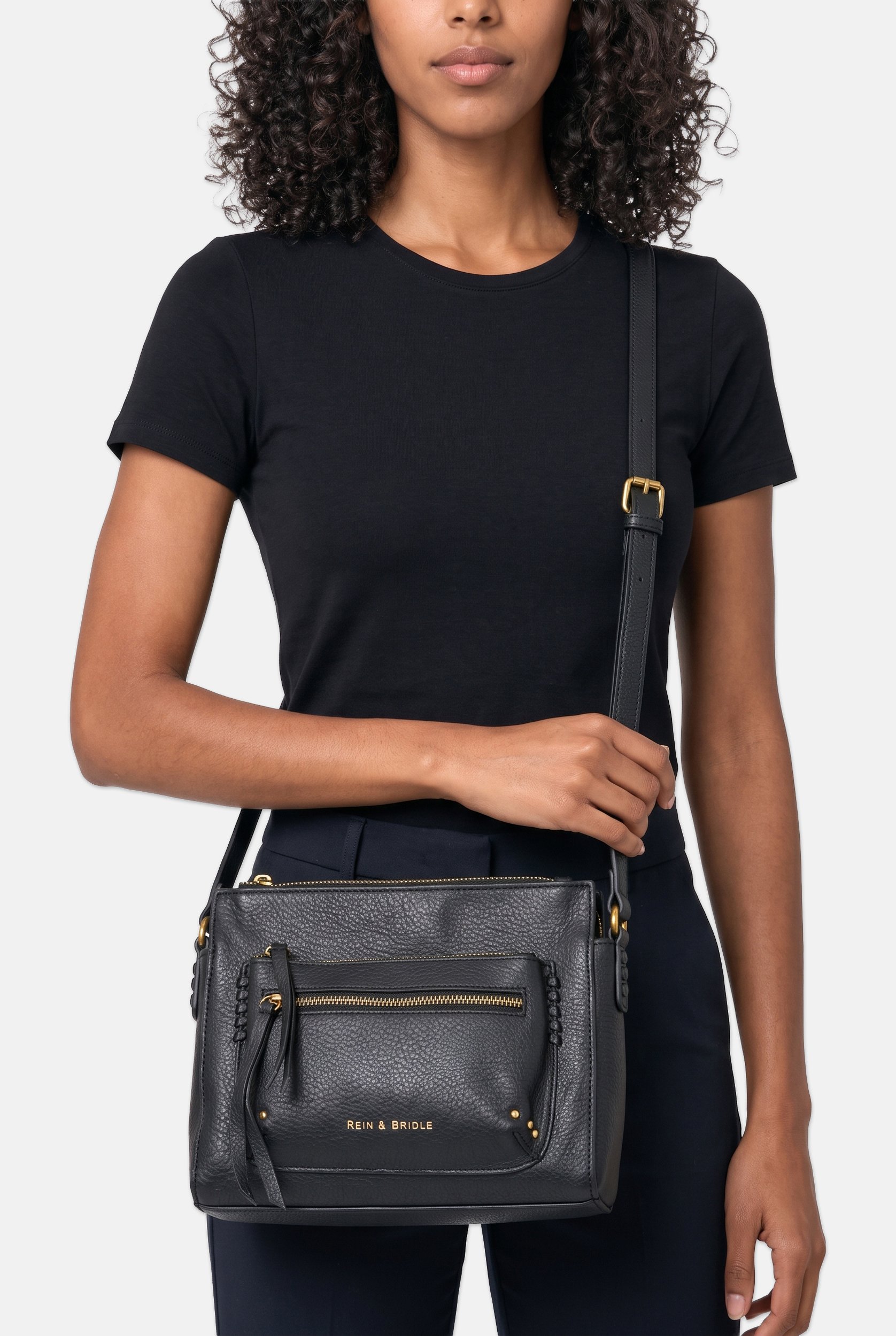 Women Brand Logo Cross Body Bag, Black