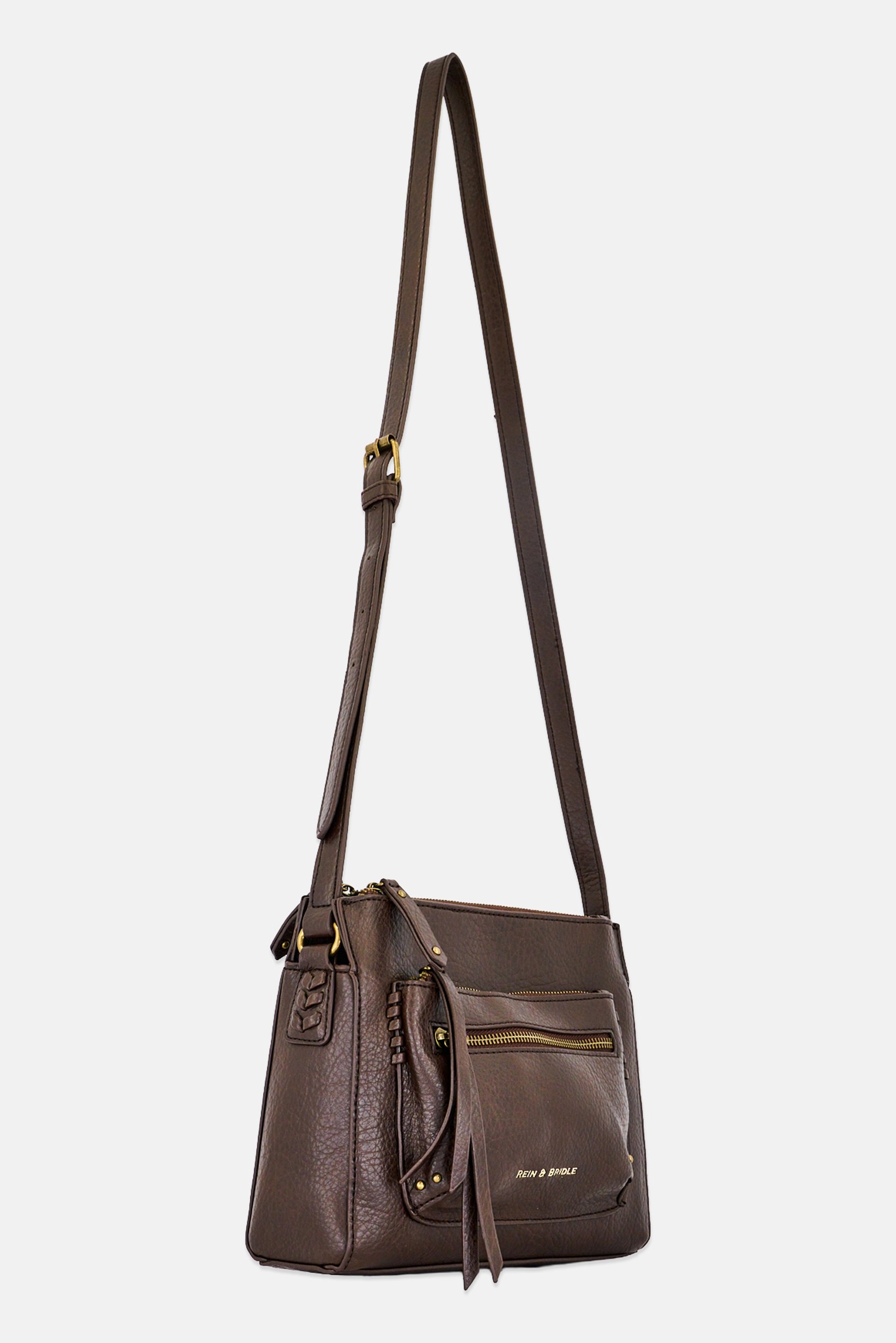 Women Brand Logo Cross Body Bag, Chocolate Brown
