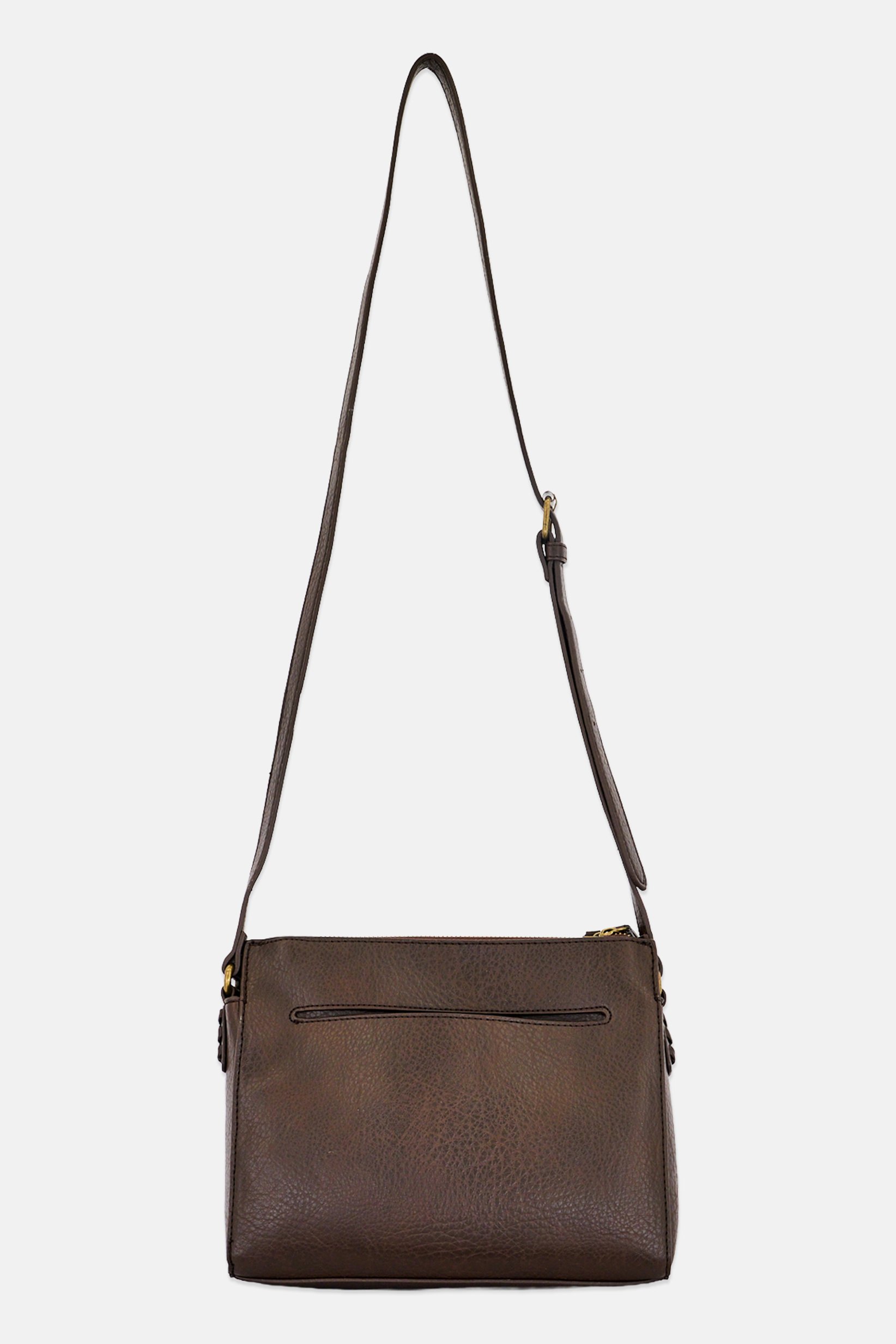Women Brand Logo Cross Body Bag, Chocolate Brown