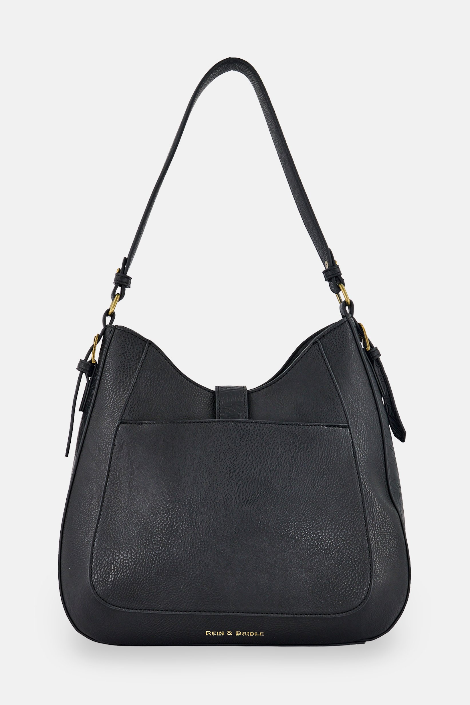Women Solid Hobo Bag, Black