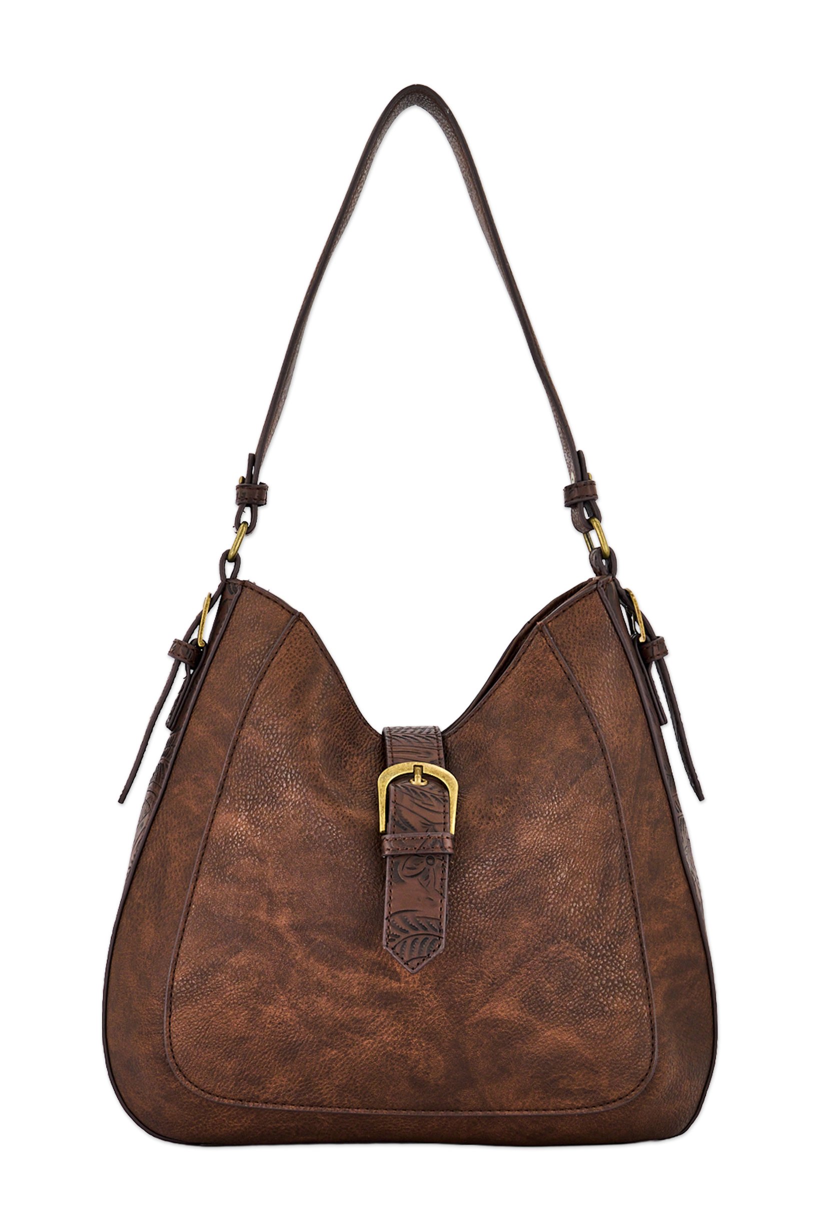 Women Brand Logo Shoulder Bag, Brown