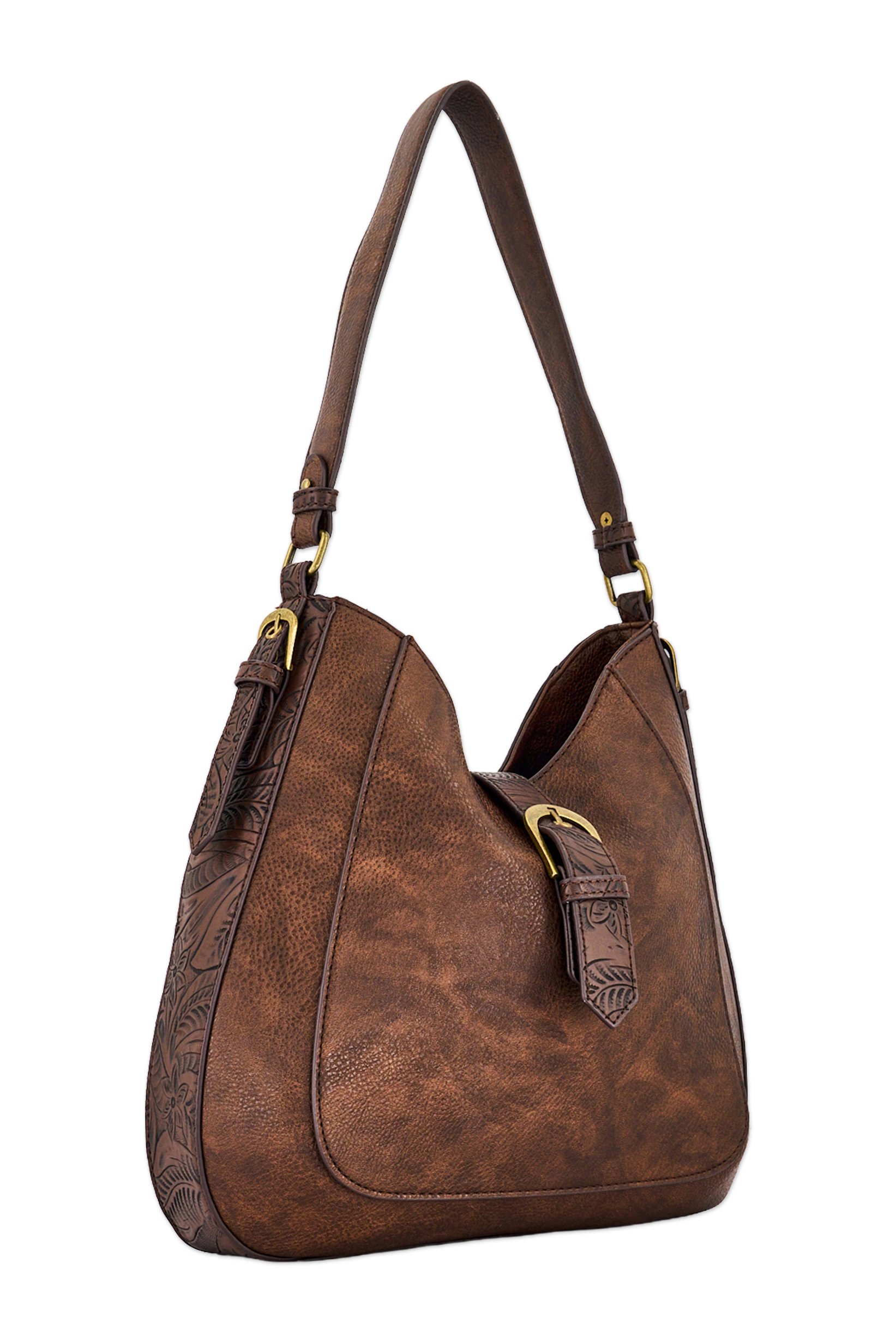 Women Brand Logo Shoulder Bag, Brown