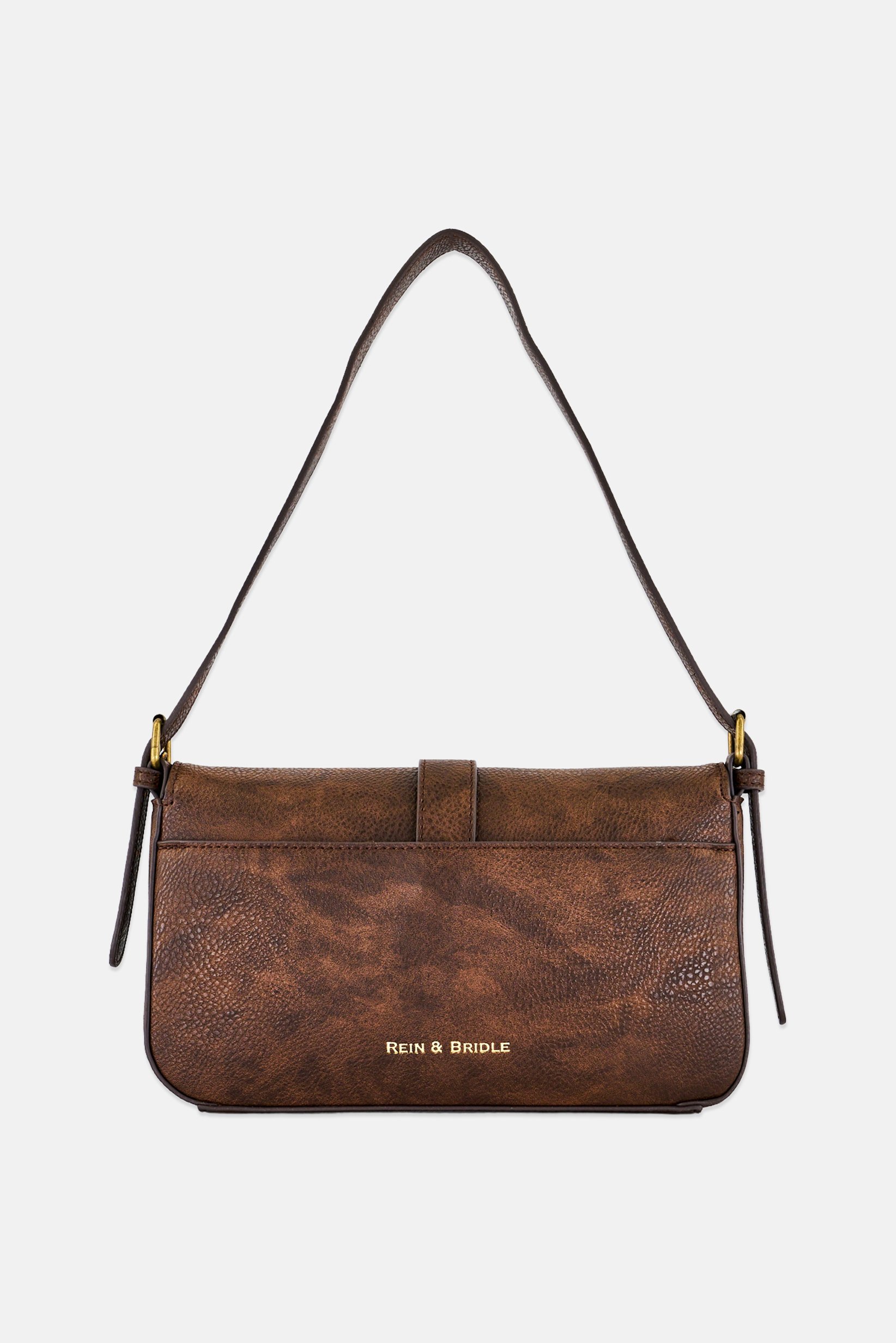 Women Brand Logo Shoulder Bag, Dark Brown