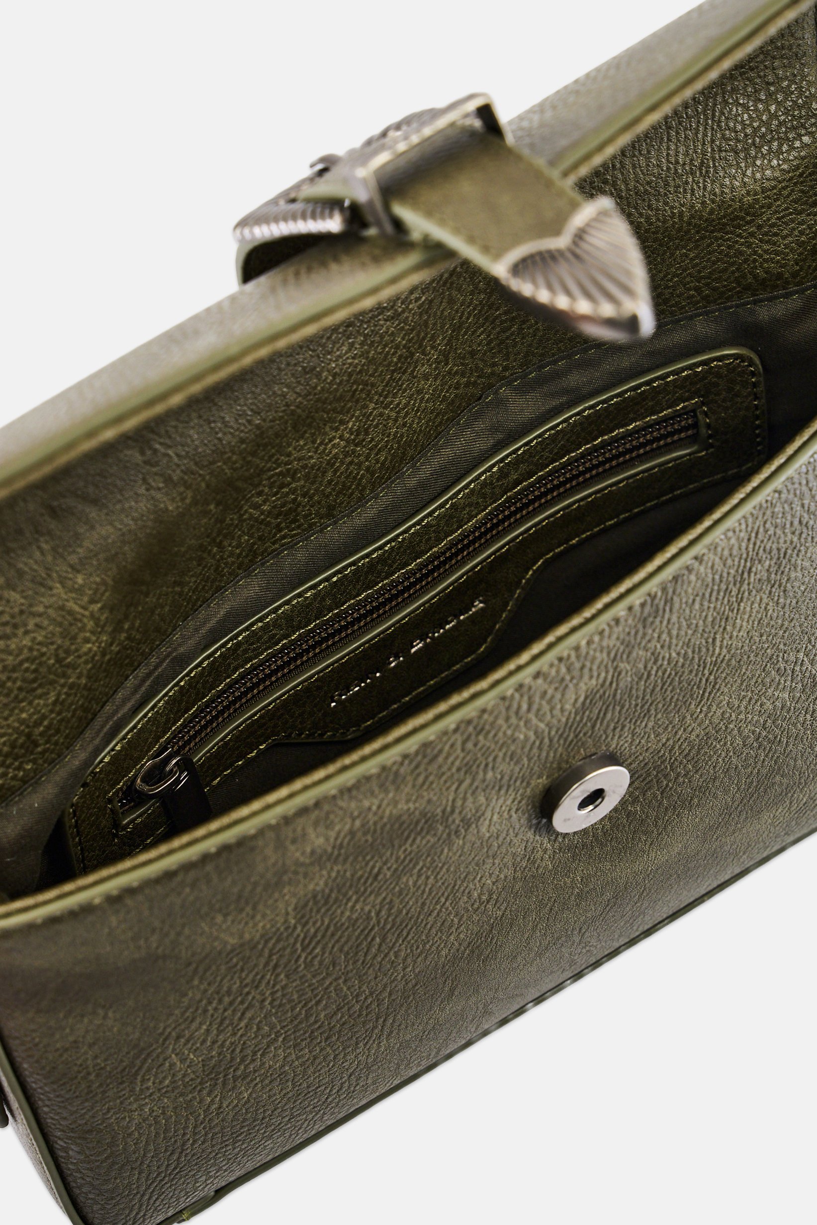 Women Brand Logo Shoulder Bag, Dark Olive