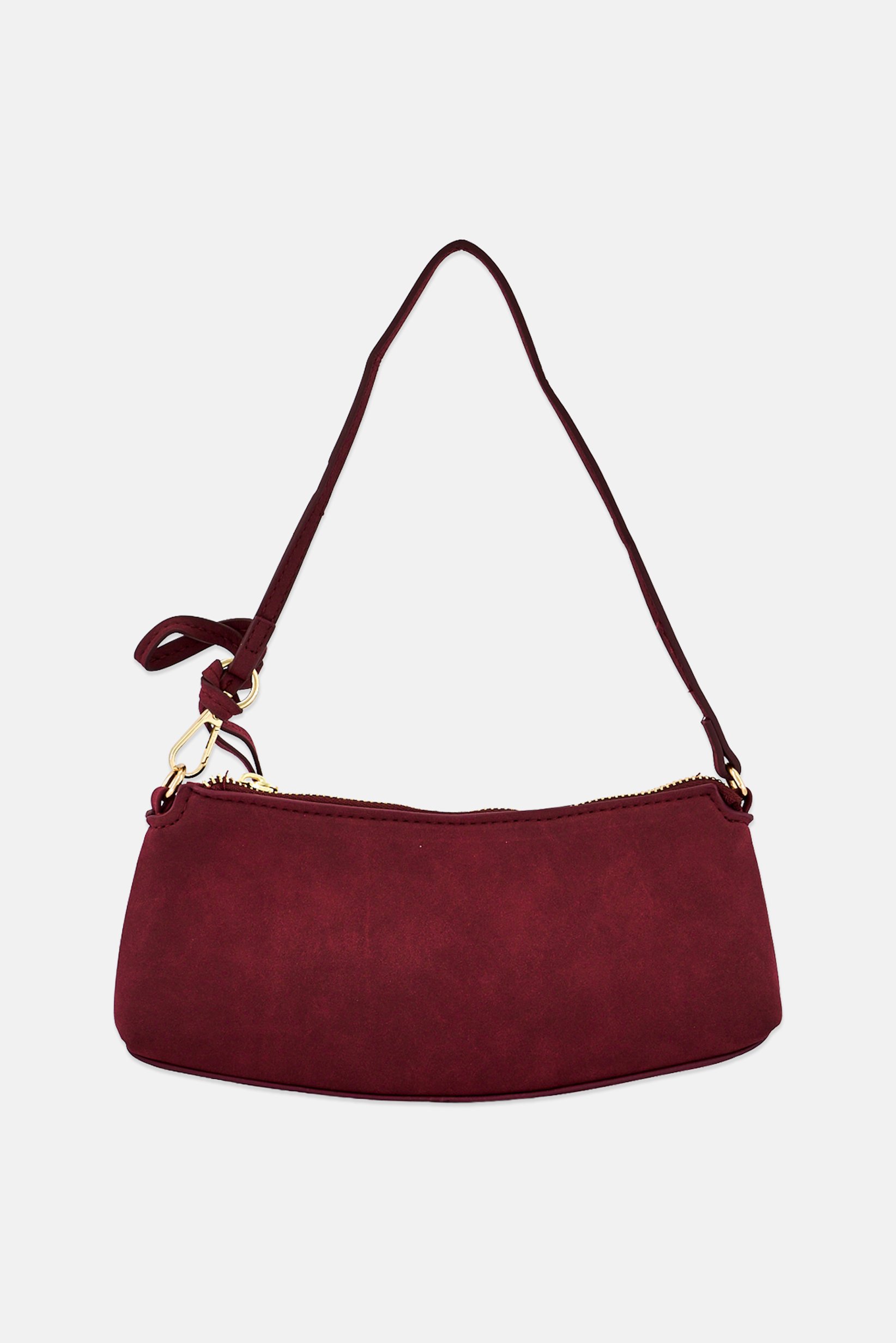 Women Zip-Top Plain Mini Handbag, Burgundy