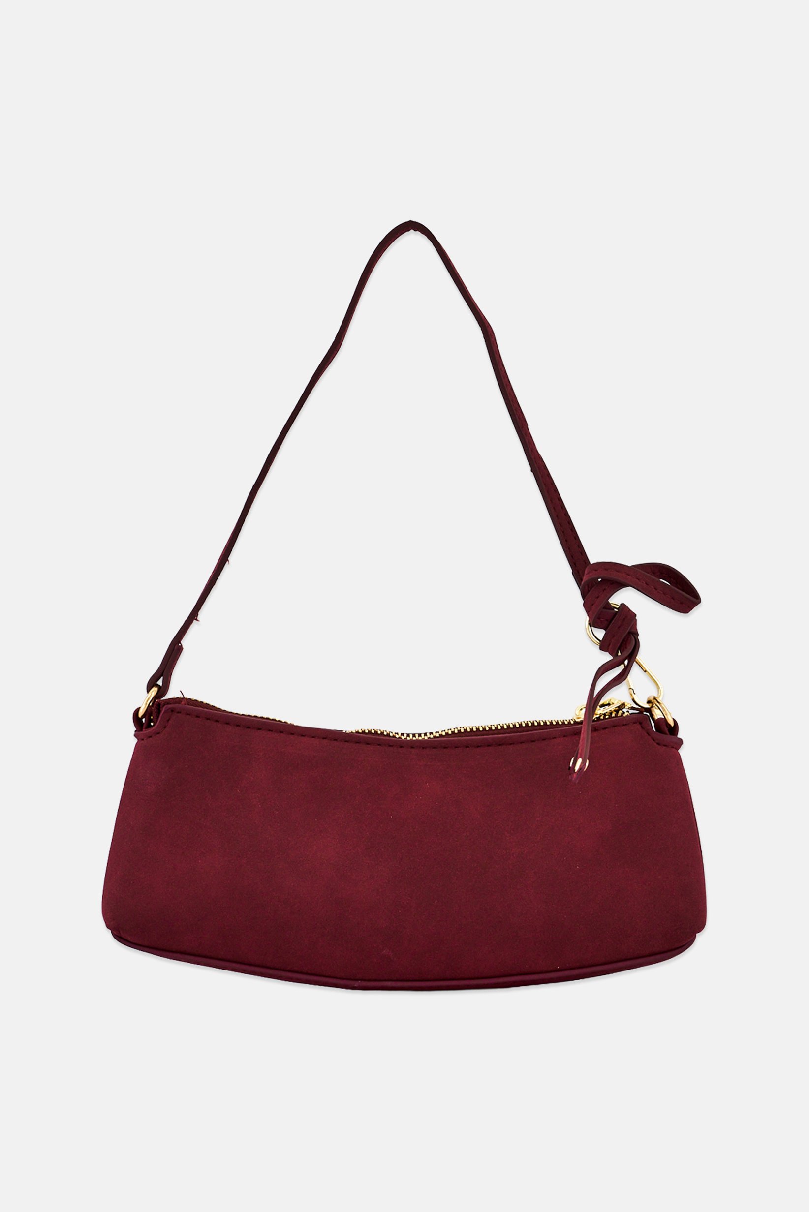 Women Zip-Top Plain Mini Handbag, Burgundy