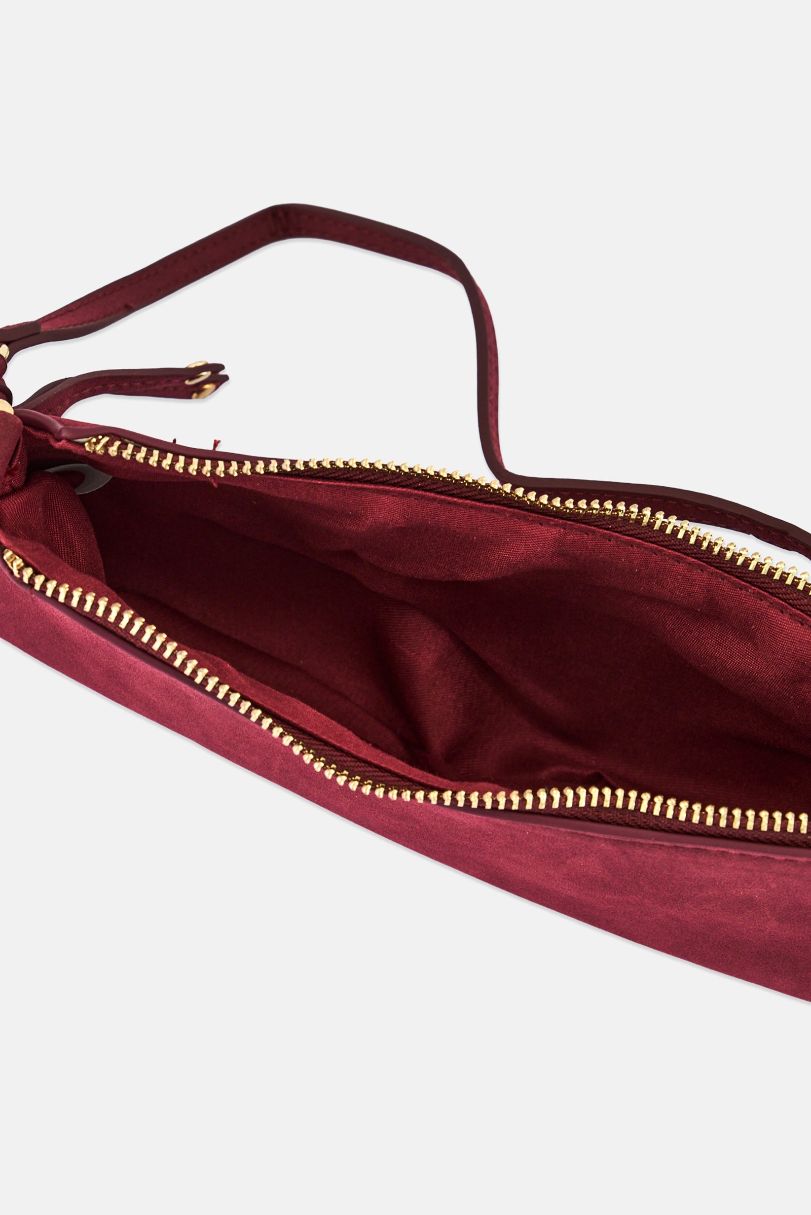 Women Zip-Top Plain Mini Handbag, Burgundy