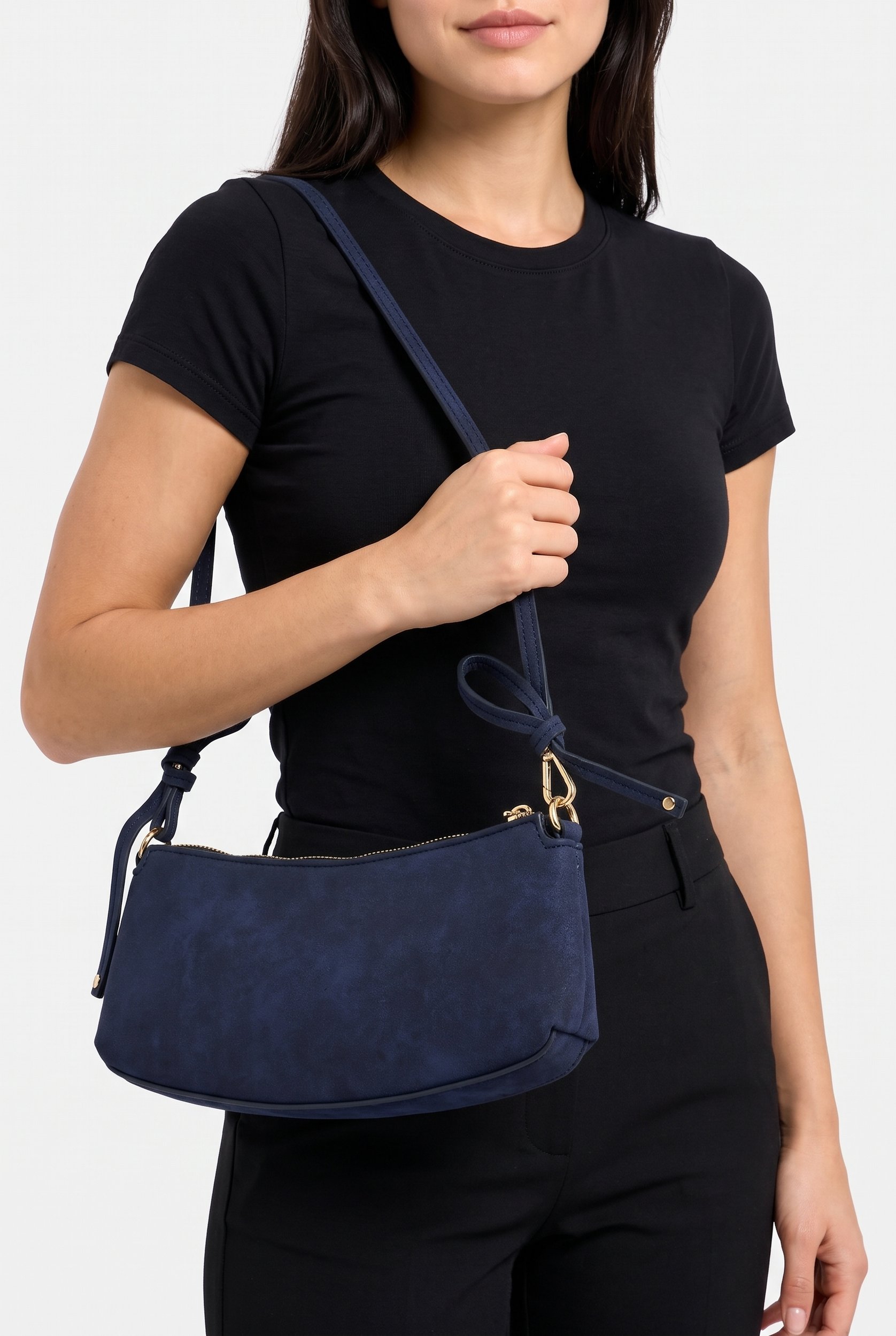 Women Zip-Top  Plain Mini Handbag, Navy