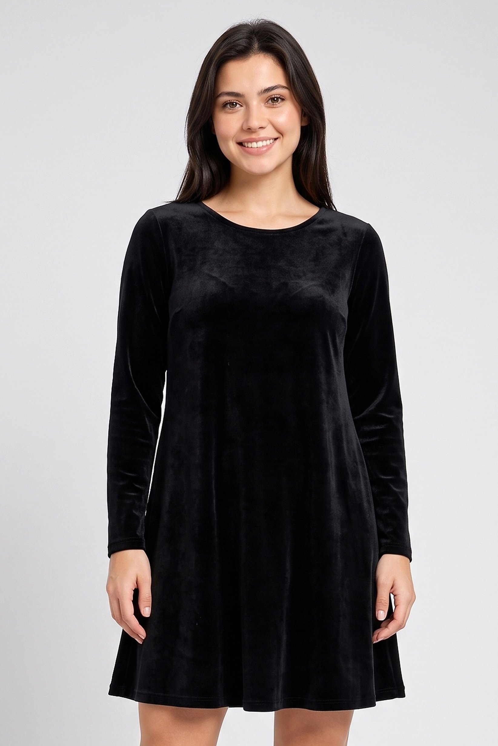 Women Velvet Mini Dress, Black