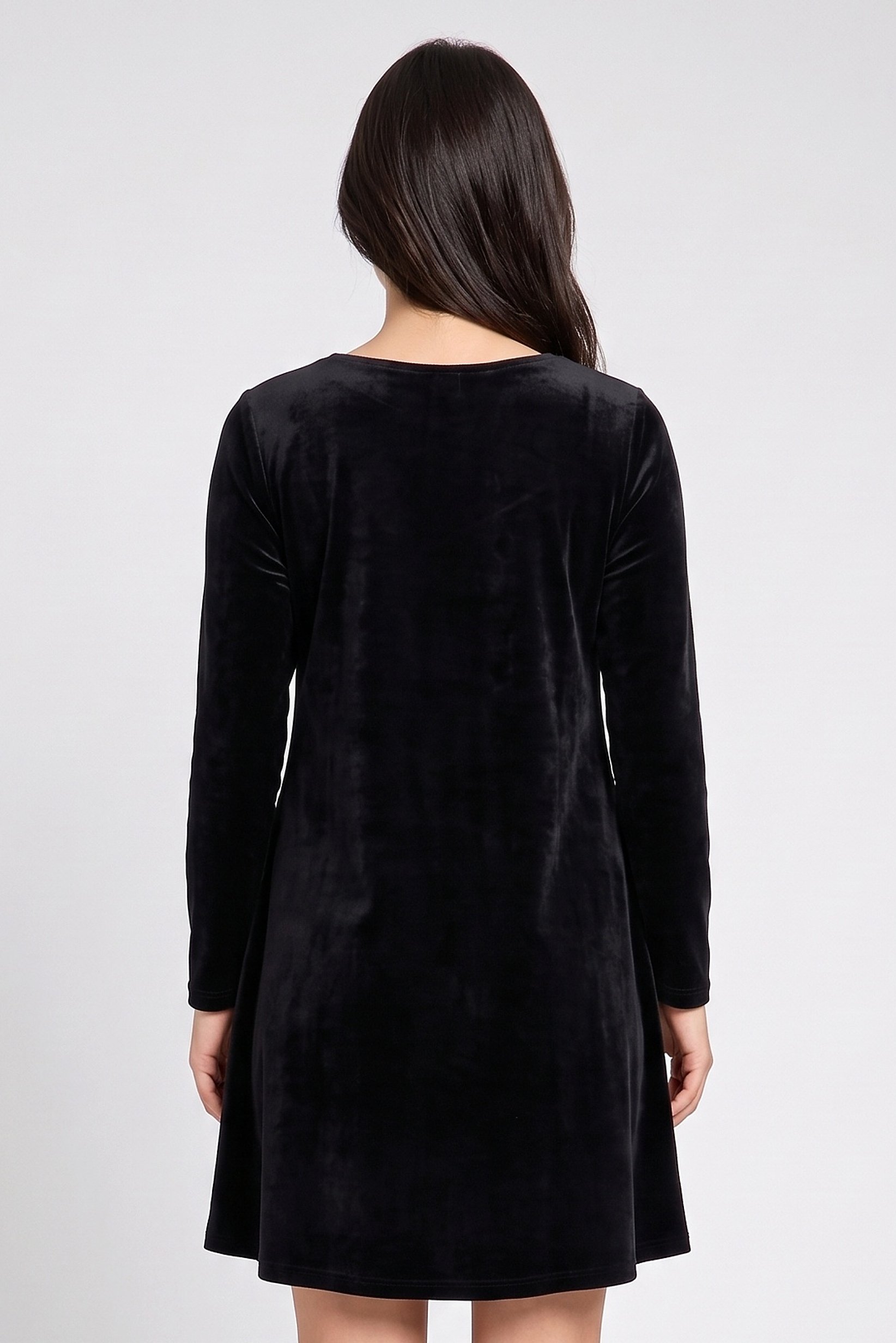 Women Velvet Mini Dress, Black