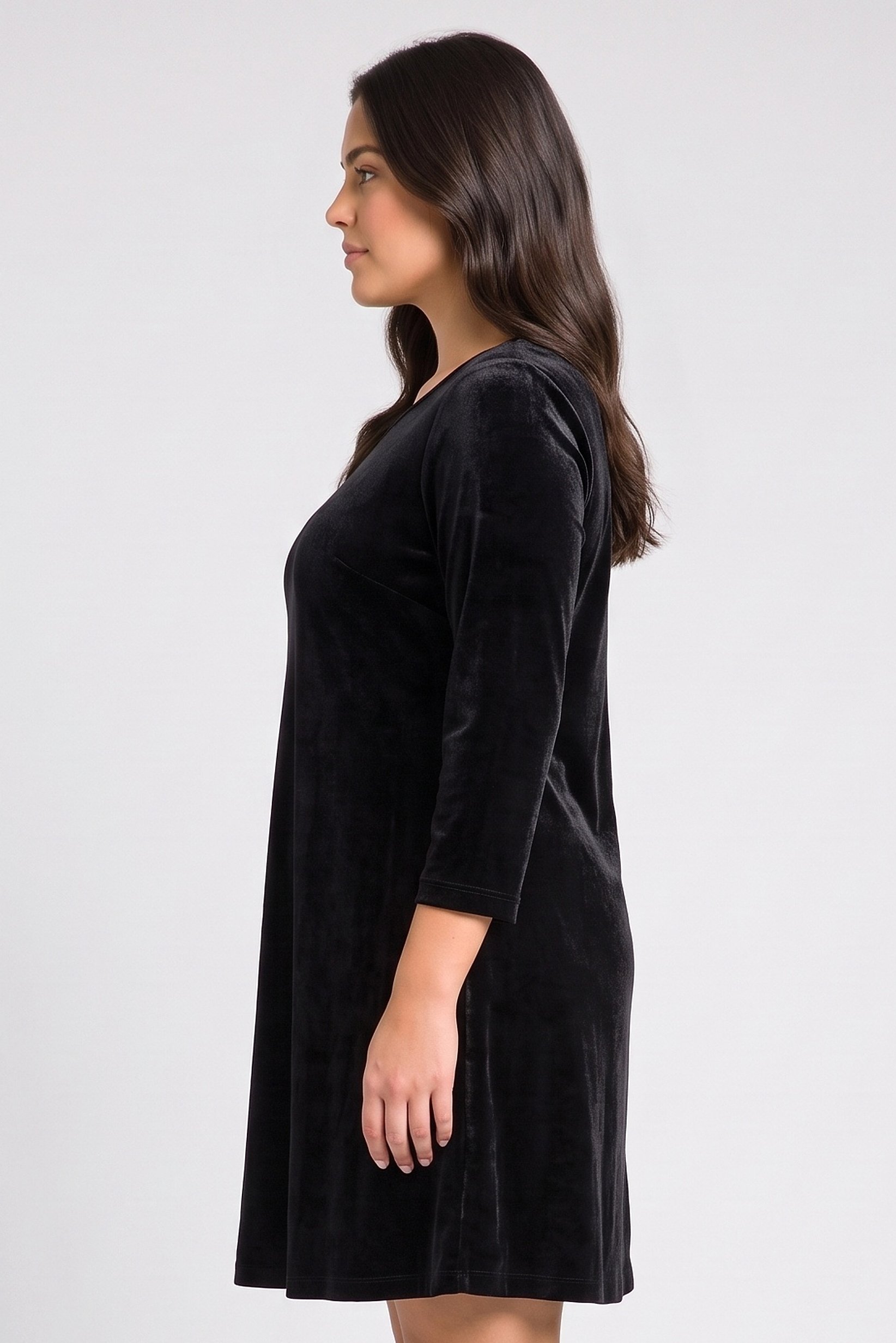 Women Velvet Mini Dress, Charcoal Grey