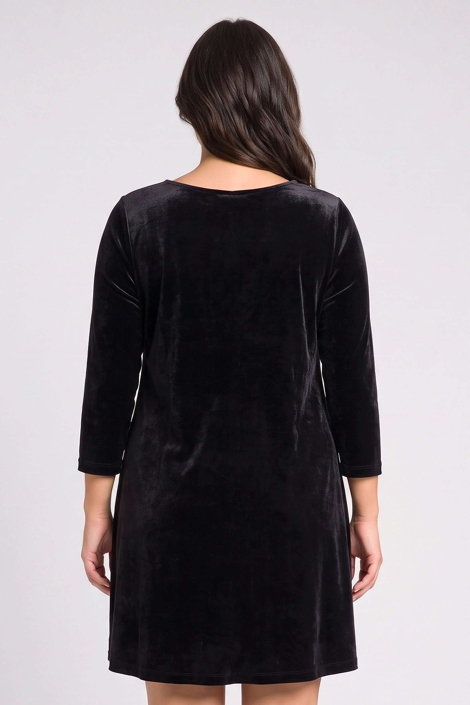 Women Velvet Mini Dress, Charcoal Grey