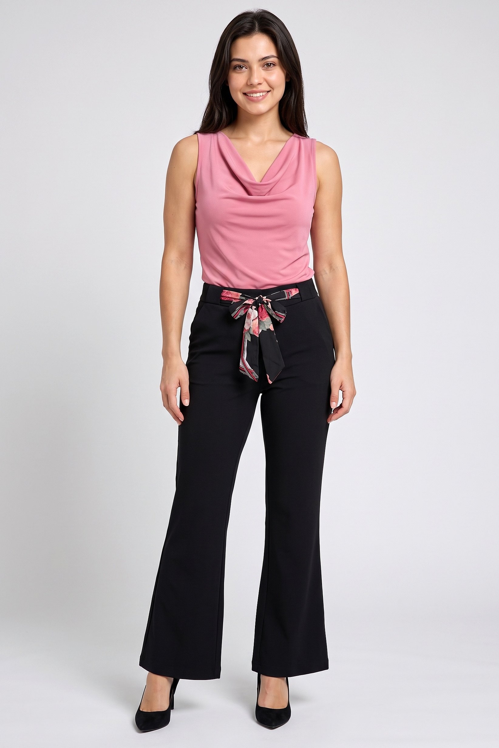 Women Regular Fit Solid Flare Pants, Black