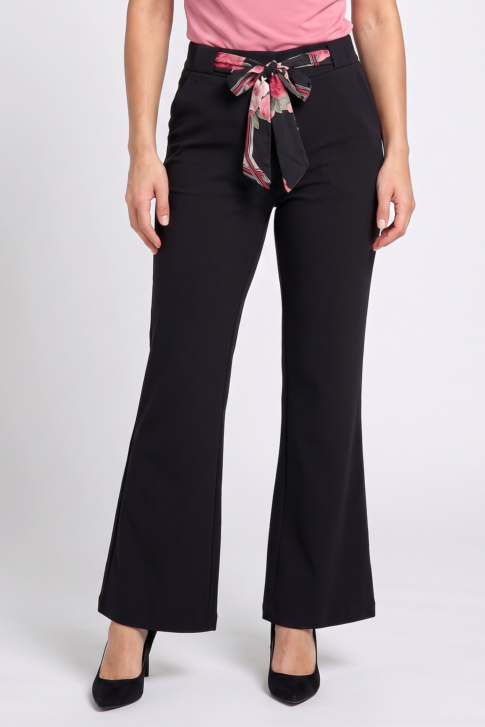 Women Regular Fit Solid Flare Pants, Black