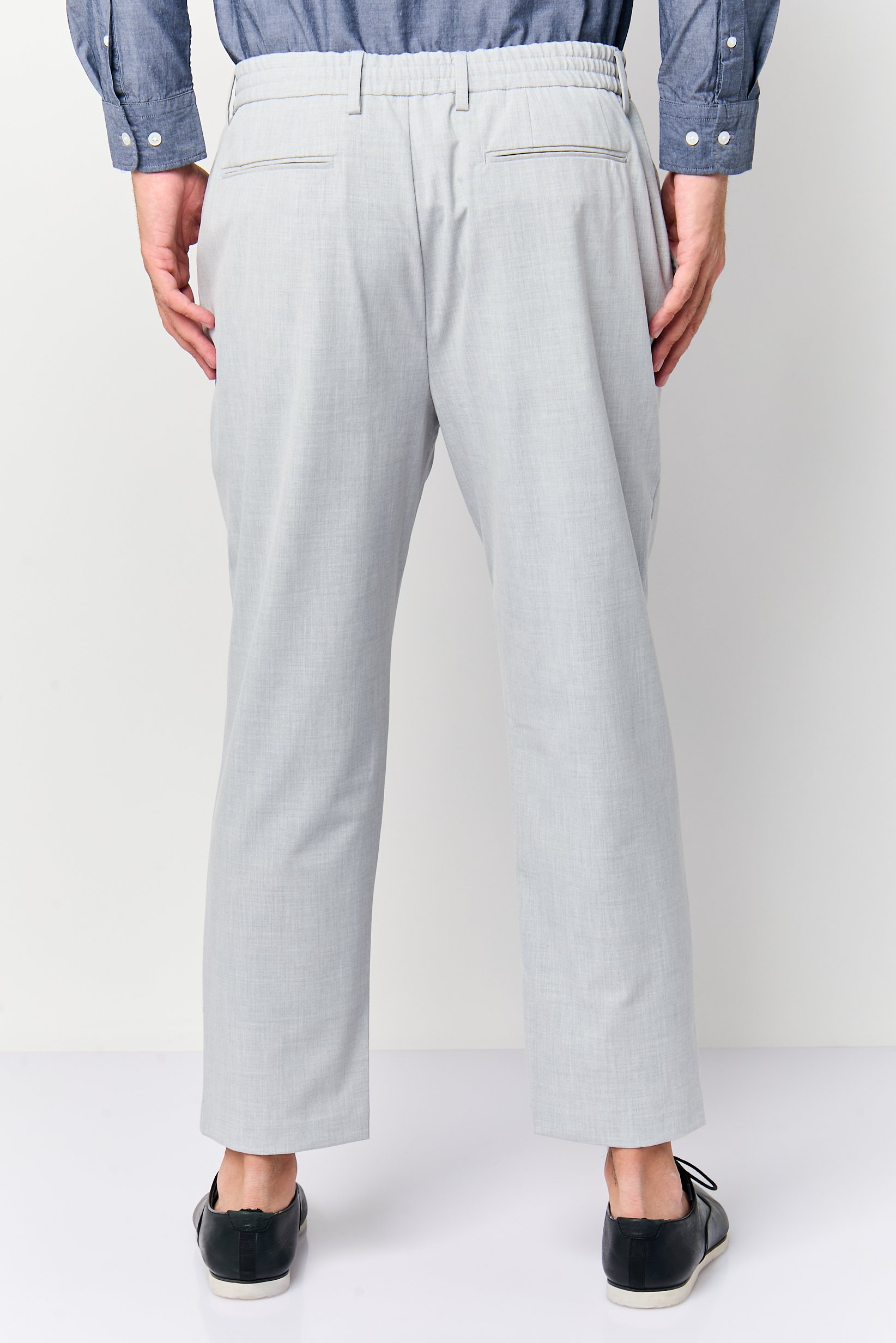 Men Regular Fit Plain Straight Leg Pants, Light Grey