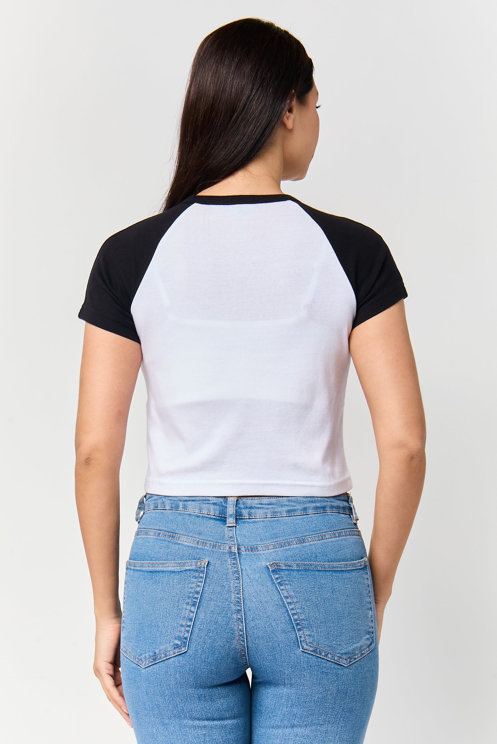 Women Crew Neck Short Sleeve Graphic Print Crop Top, Multicolor