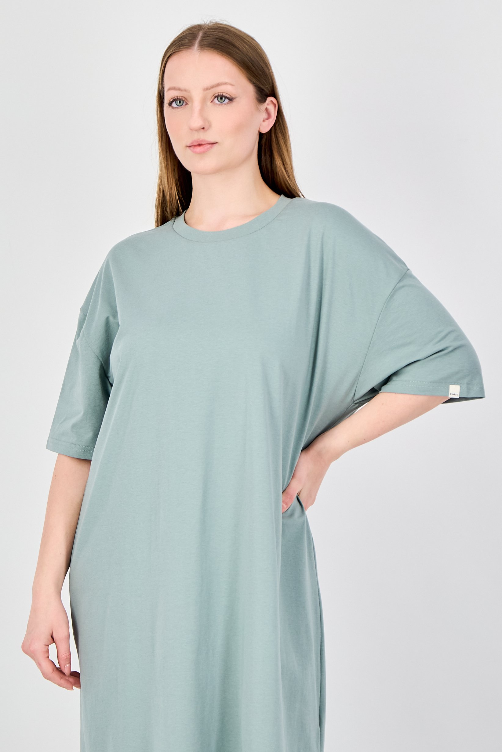 Comforts By Fudo Women Plain Maxi T-Shirt Dress, Sage Green
