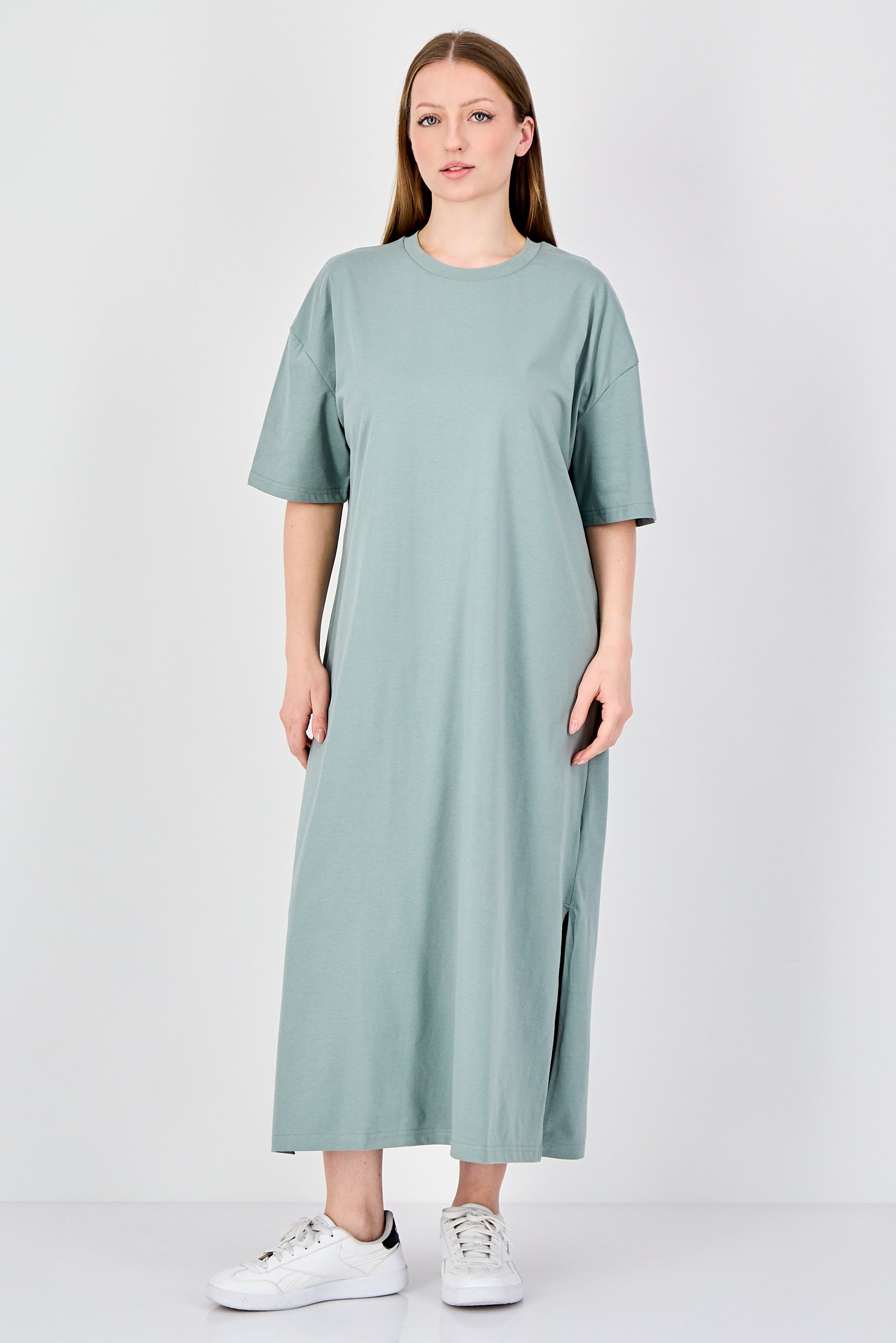 Comforts By Fudo Women Plain Maxi T-Shirt Dress, Sage Green