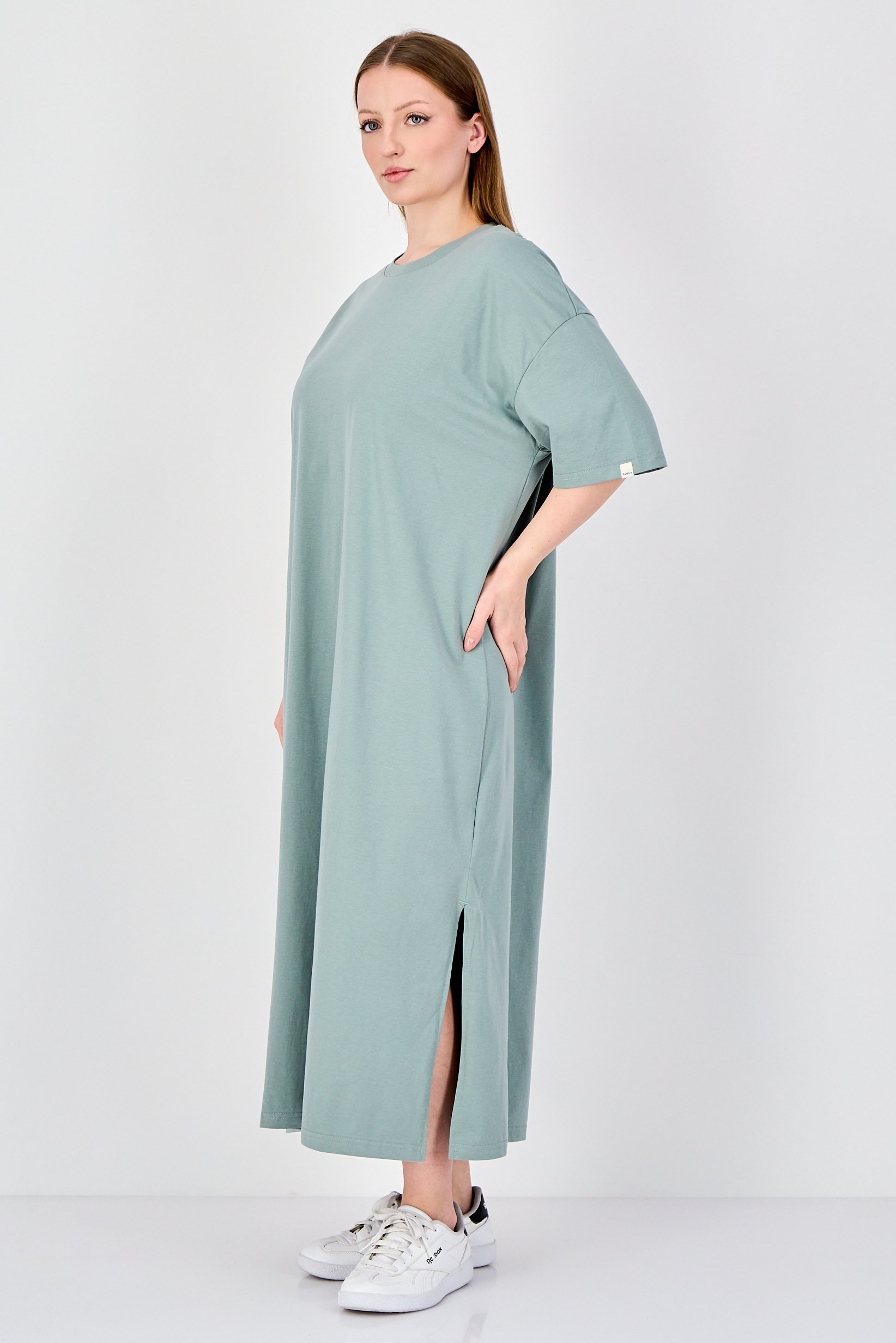 Comforts By Fudo Women Plain Maxi T-Shirt Dress, Sage Green