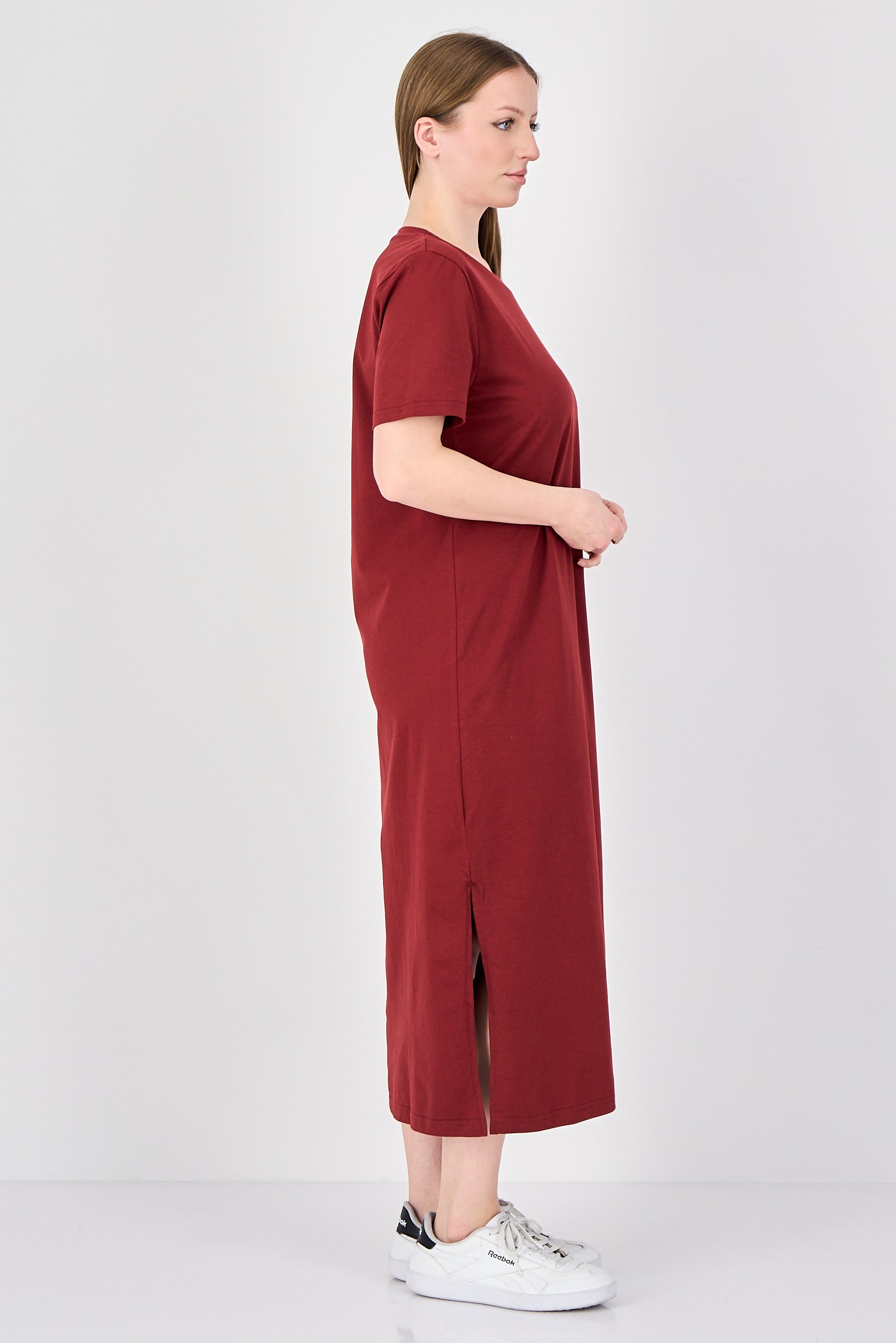 Comforts By Fudo Women Plain Maxi T-Shirt Dress, Brown