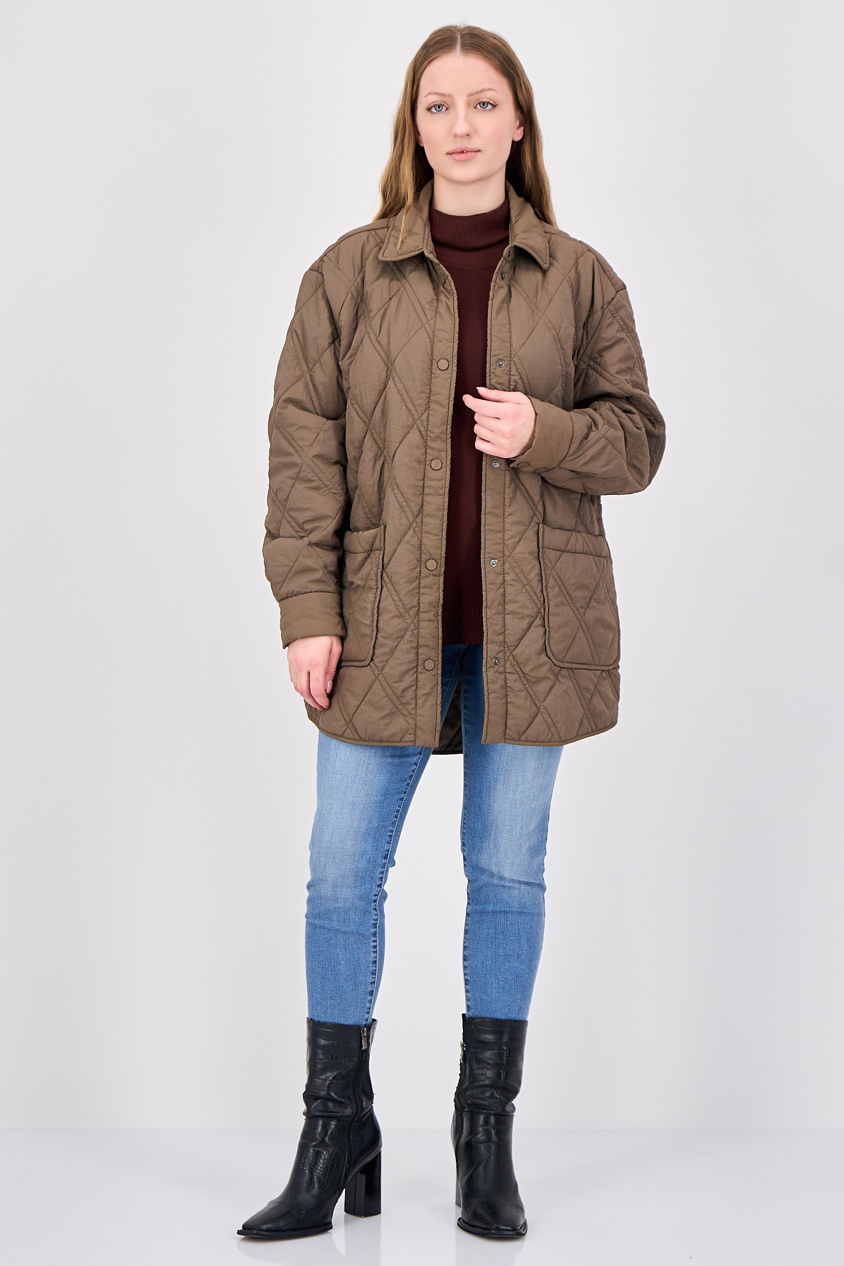 Buy Reserved Women Quilted Jacket, Brown Online | Brands For Less